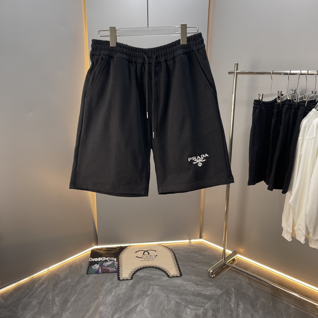 【Alta calidad】pra Prada 2024ss primavera/verano pantalones cortos de algodón puro, diseño de logo con bordado de letras…