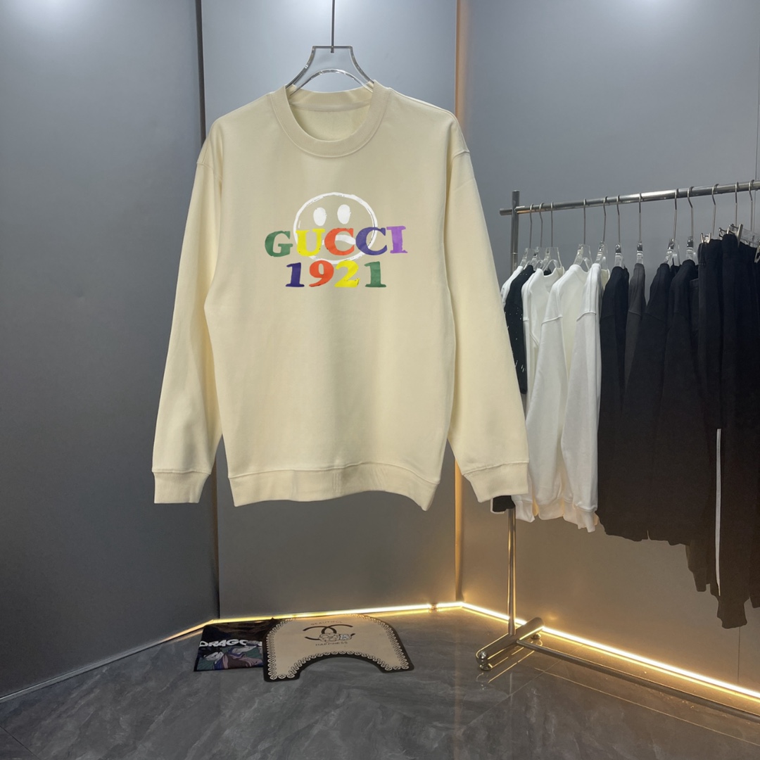 【Alta calidad】GUC Gucci 24ss Otoño/Invierno Algodón puro Último estilo Sudadera con cuello redondo 400g, diseño de esta…