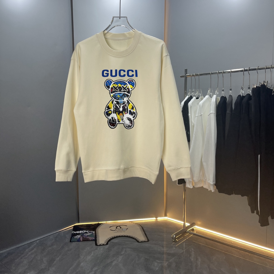 【Alta calidad】GUC Gucci 24ss Otoño/Invierno Algodón puro Último estilo Sudadera con cuello redondo 400g, diseño de esta…