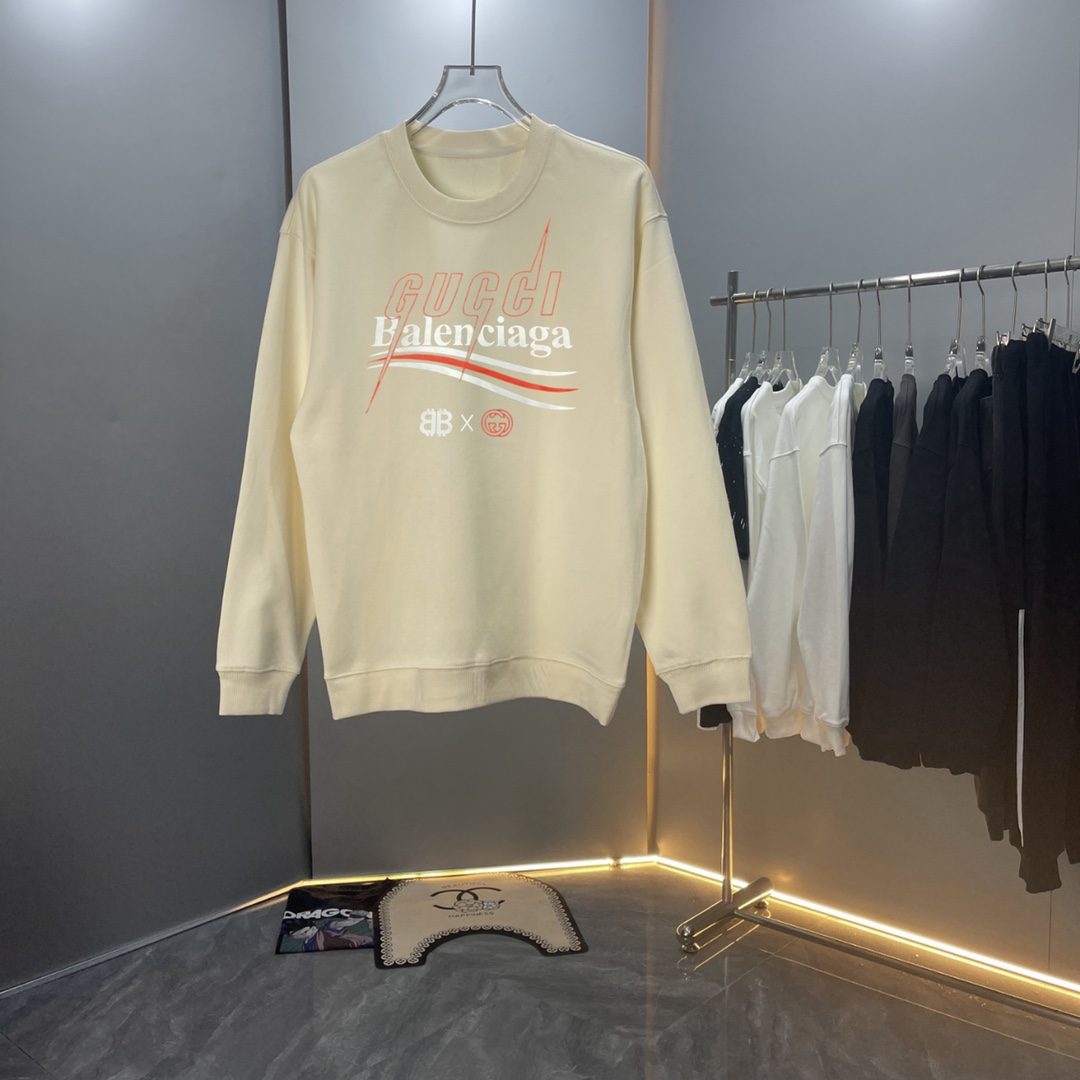 【Alta calidad】GUC Gucci sudadera de cuello redondo de moda de otoño/invierno 24ss, algodón puro, 400g, diseño de estamp…