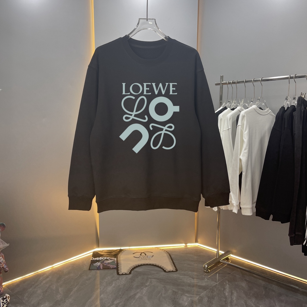 🅿️115 【Alta calidad】 loew 罗意24ss otoño-invierno tela de algodón puro último estilo sudadera de cuello redondo 400g, di…