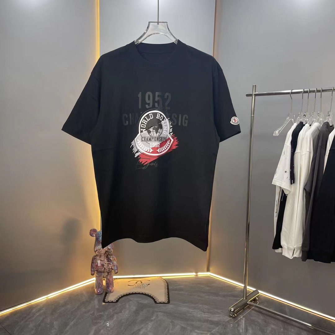 【Alta calidad】Moncler 2024ss primavera/verano camiseta de cuello redondo de algodón puro, último estilo, diseño de logo…