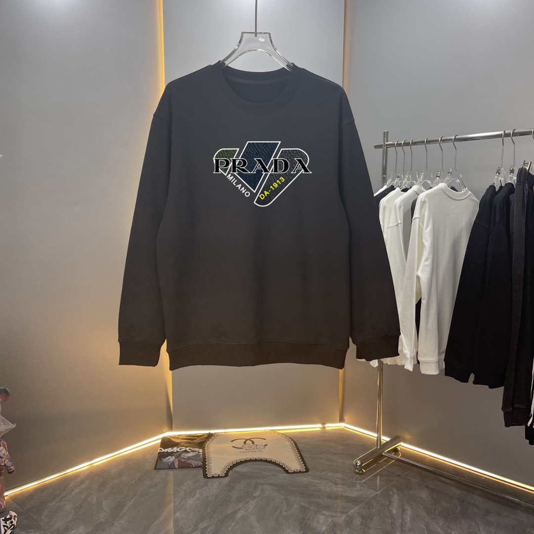 【高品质】 pra 普拉24ss秋冬纯棉面料最新款圆领时尚卫衣400g，简约logo印花图案设计，全套定制辅料，最新专柜同步，时尚又个性，超级百搭好看的一款 男女都非常合适 人手必备款 S M L XL XXL