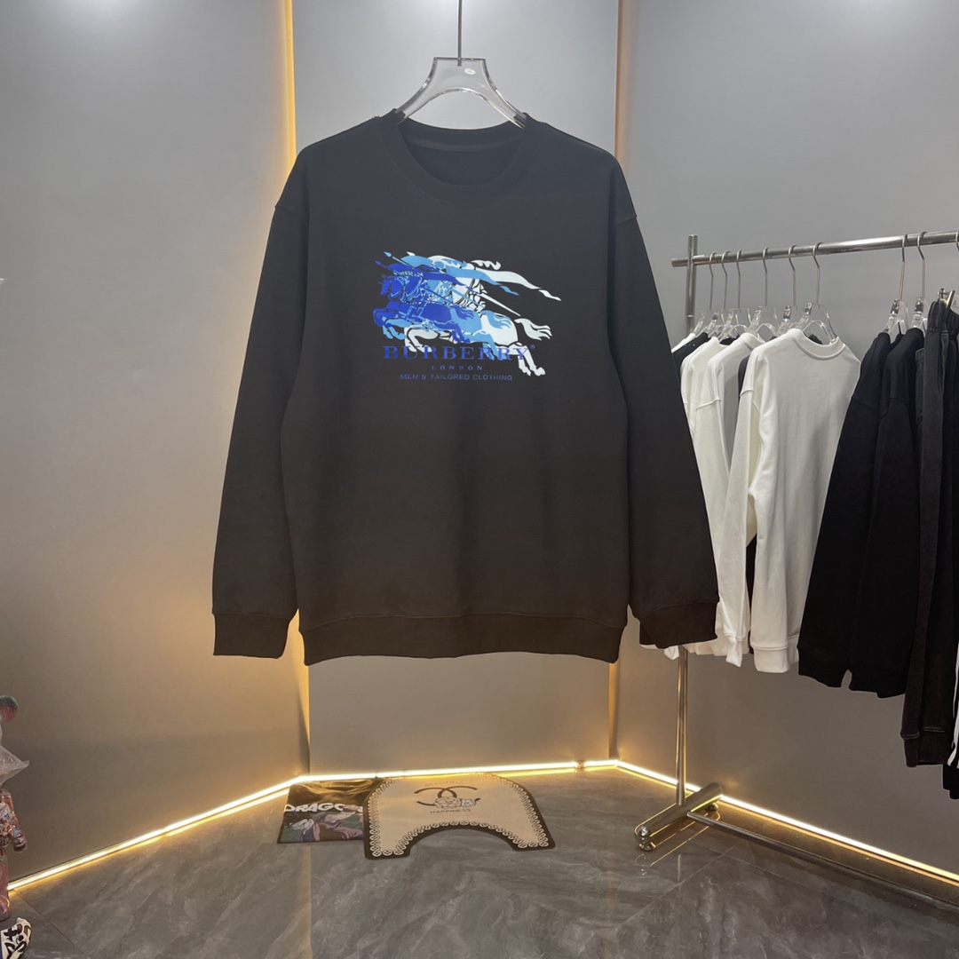 【Alta calidad】Burberry 24ss Otoño/Invierno, última sudadera de cuello redondo de algodón puro 400g, diseño de estampado…