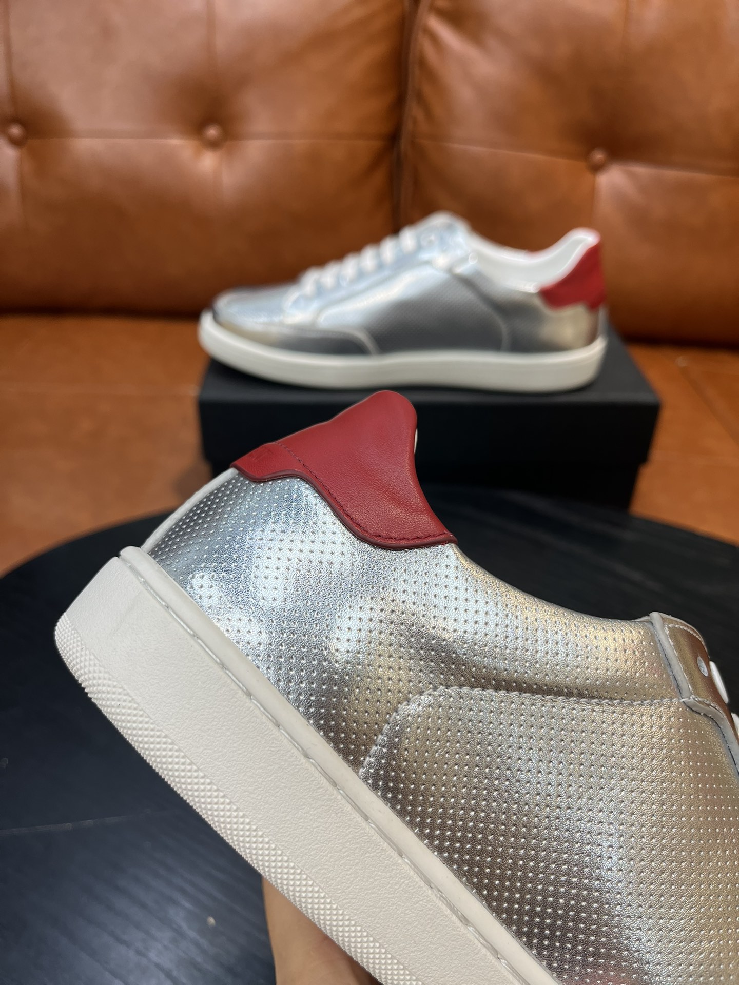 Yves Saint Laurent Metallic Leather Sneakers with Red Heel Tab 6 i1715597157 3403 2