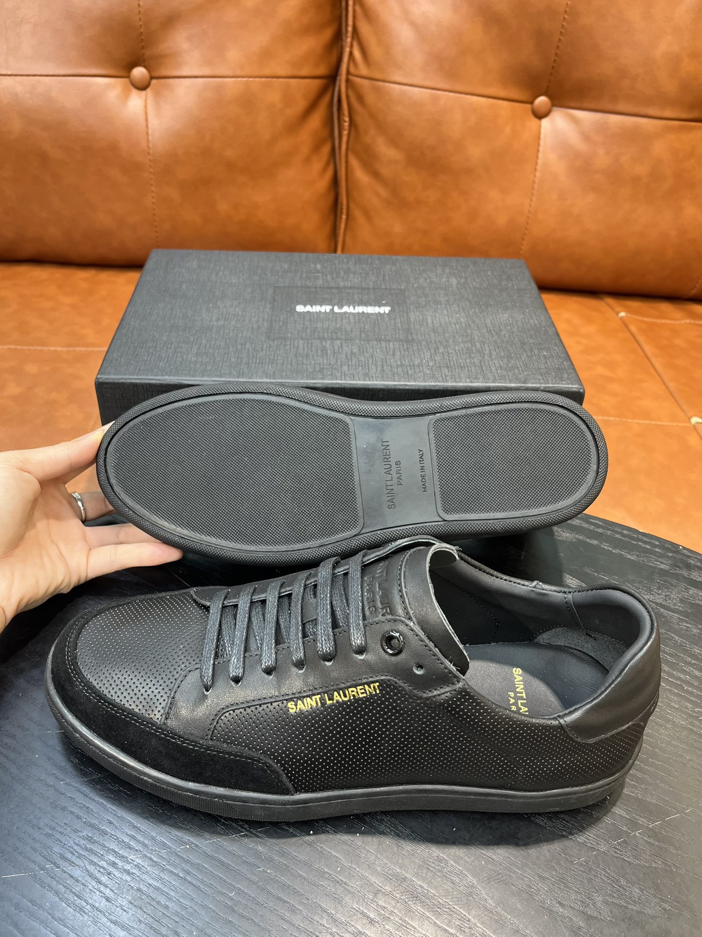 Yves Saint Laurent Men's Court Classic SL/06 Embossed Leather Sneaker 4 i1715597720 4100 0