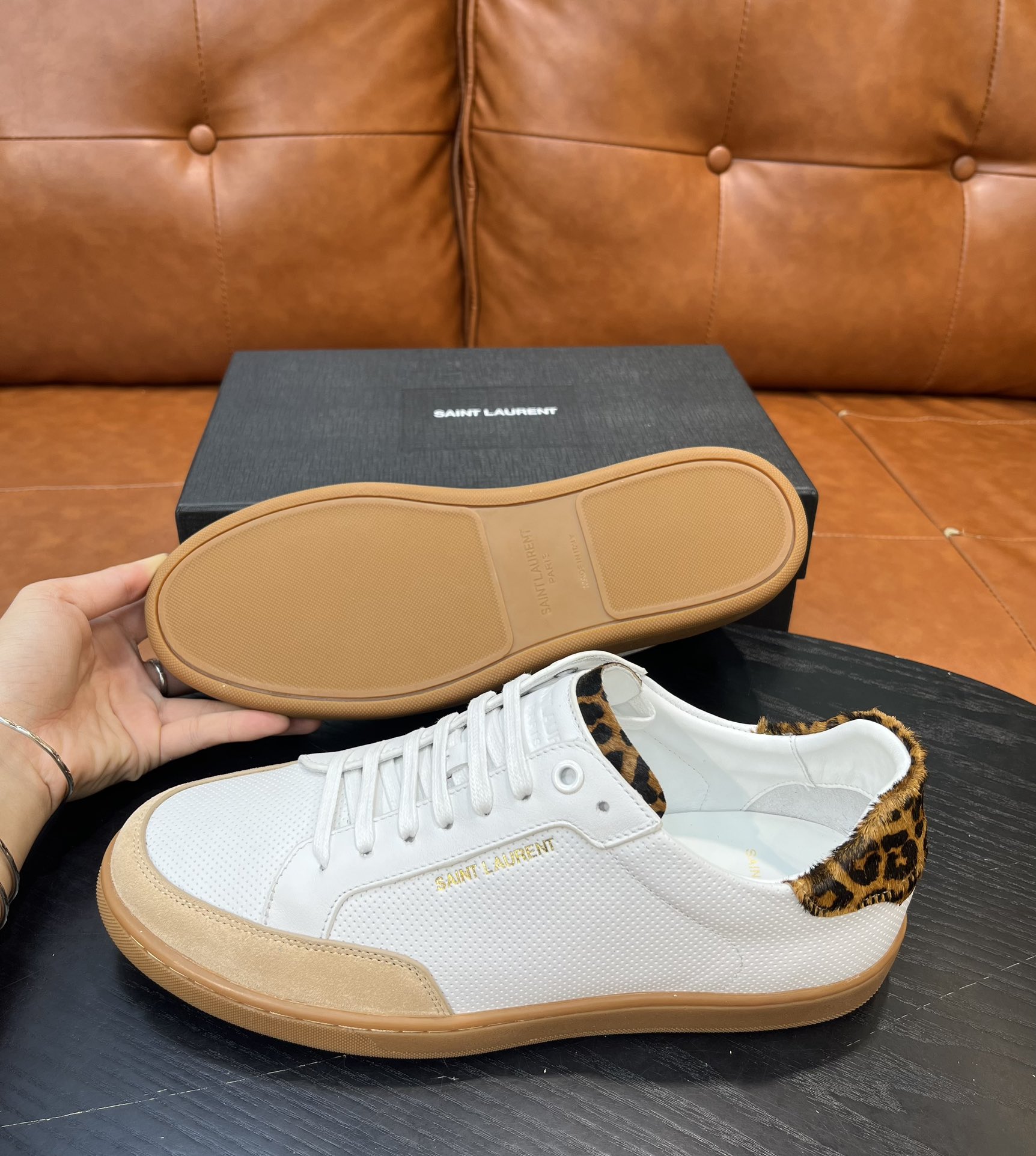 Yves Saint Laurent White Leather Sneaker With Leopard Print Size 36-45 4 i1715597736 1087 1