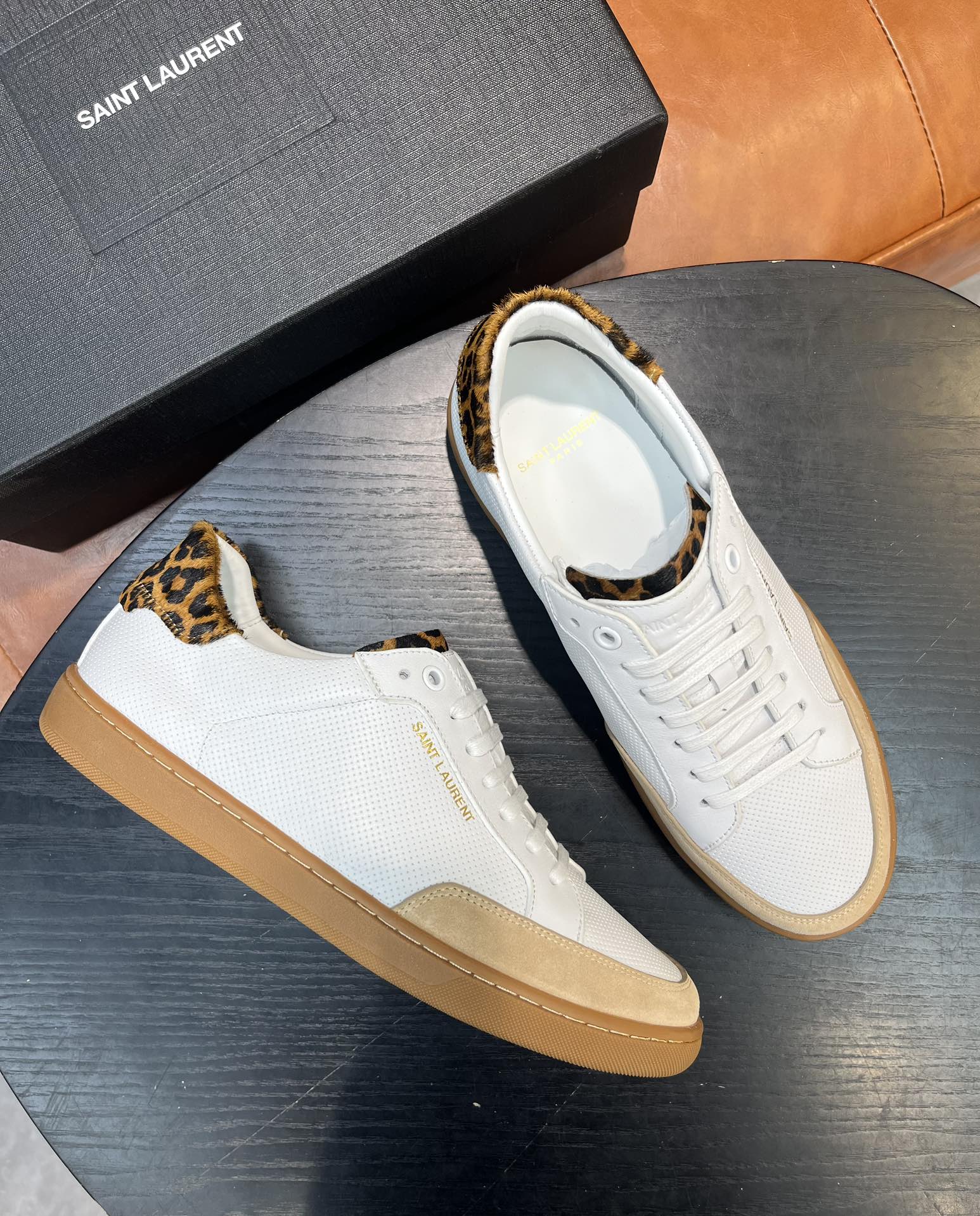 Yves Saint Laurent White Leather Sneaker With Leopard Print Size 36-45 9 i1715597736 3422 0