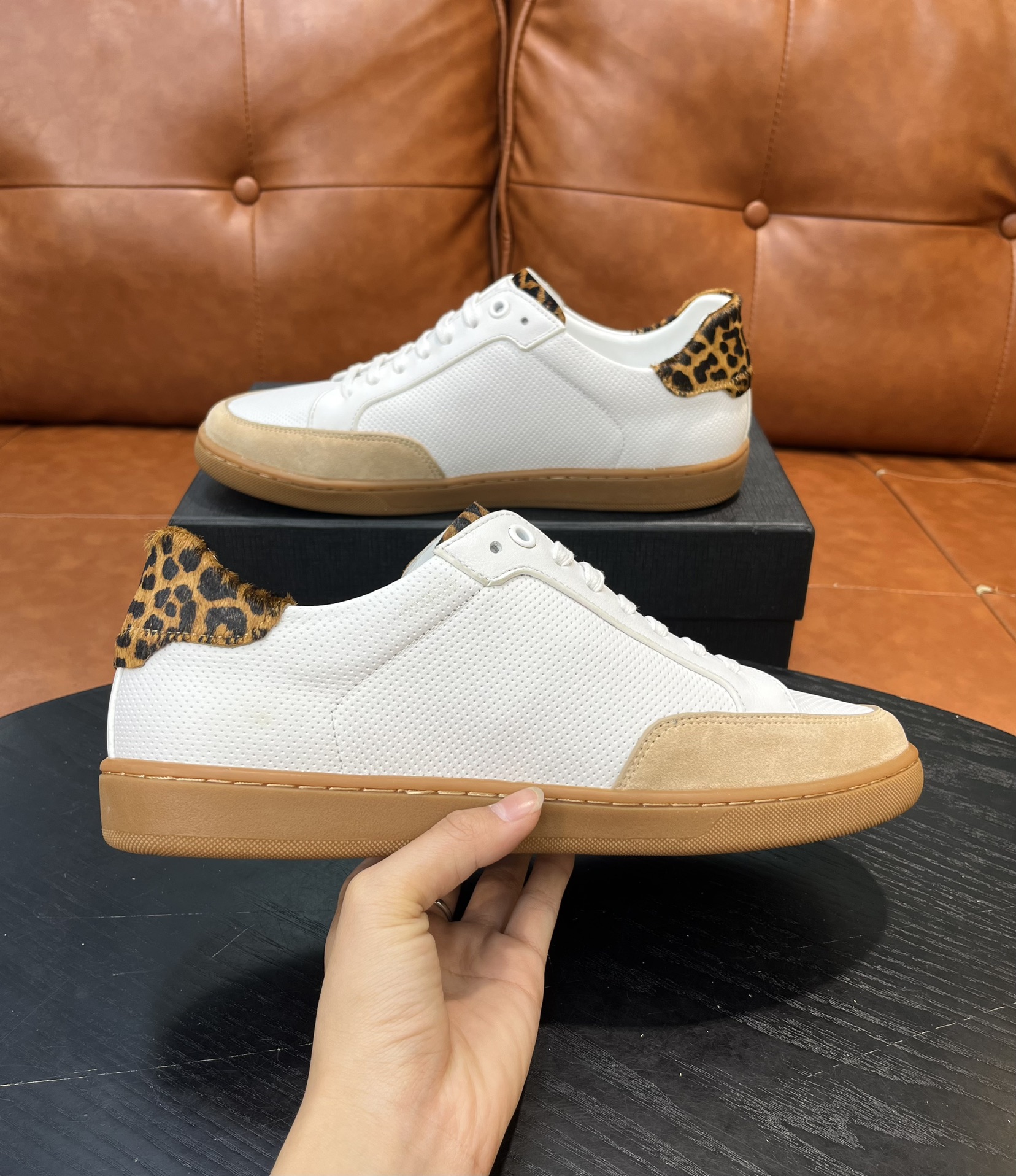 Yves Saint Laurent White Leather Sneaker With Leopard Print Size 36-45 8 i1715597739 4726 0
