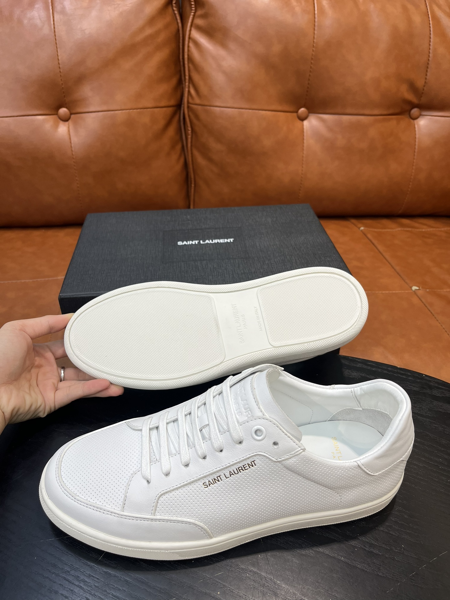 Yves Saint Laurent White Leather Court Classic SL/06 Embroidered Sneakers 4 i1715597760 3873 0