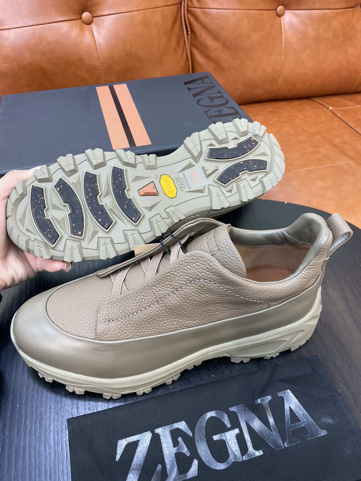 Zegna Triple Stitch Monte Suede Sneakers Luxury Casual Shoes Beige Leather 4 i1733718987 4022 0
