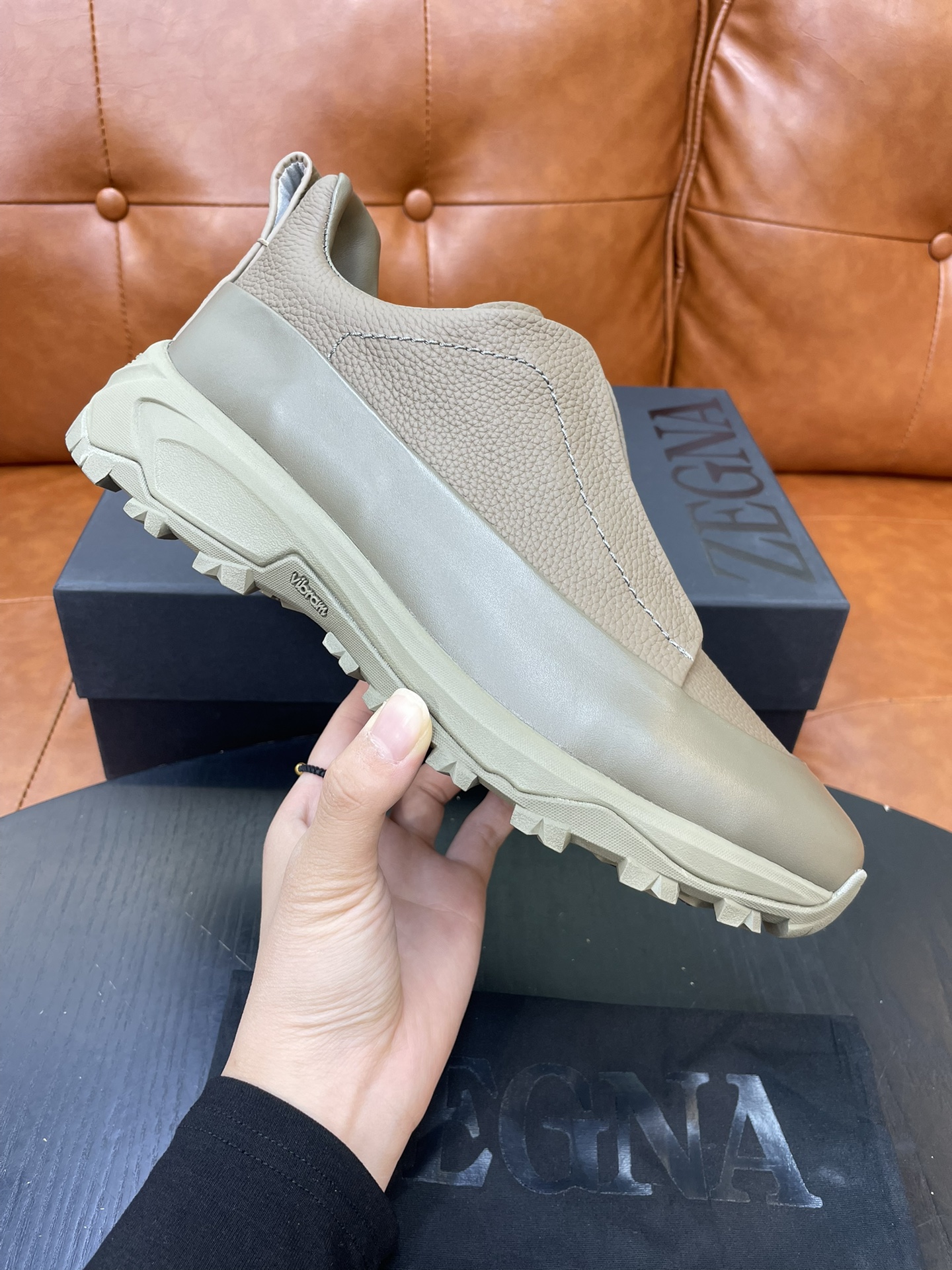 Zegna Triple Stitch Monte Suede Sneakers Luxury Casual Shoes Beige Leather 2 i1733718987 5078 0