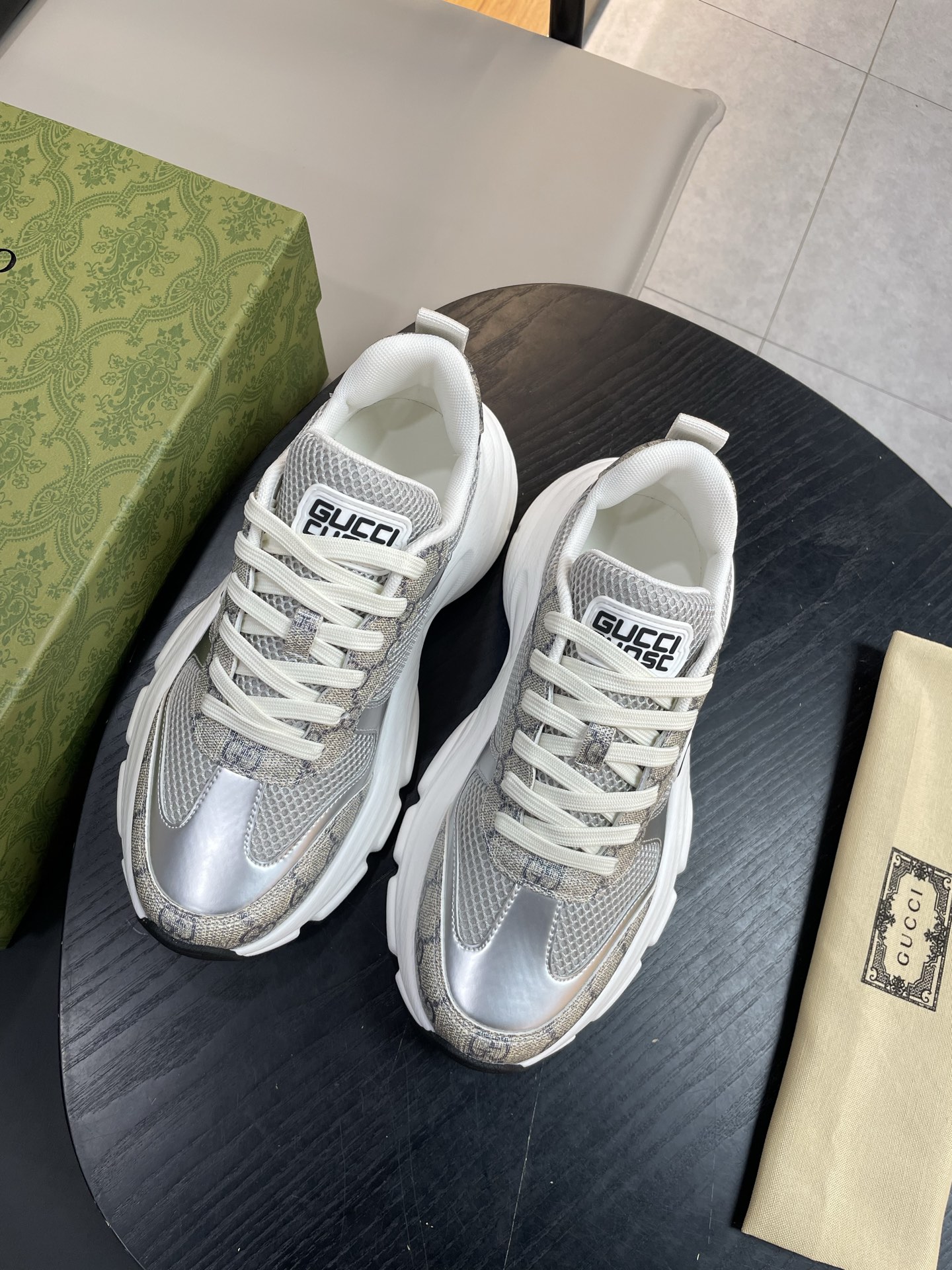 Gucci Women's Screener Sneaker GG Crystal in Beige and Silver, Size 39-44 3 i1743922124696 3469 0 1