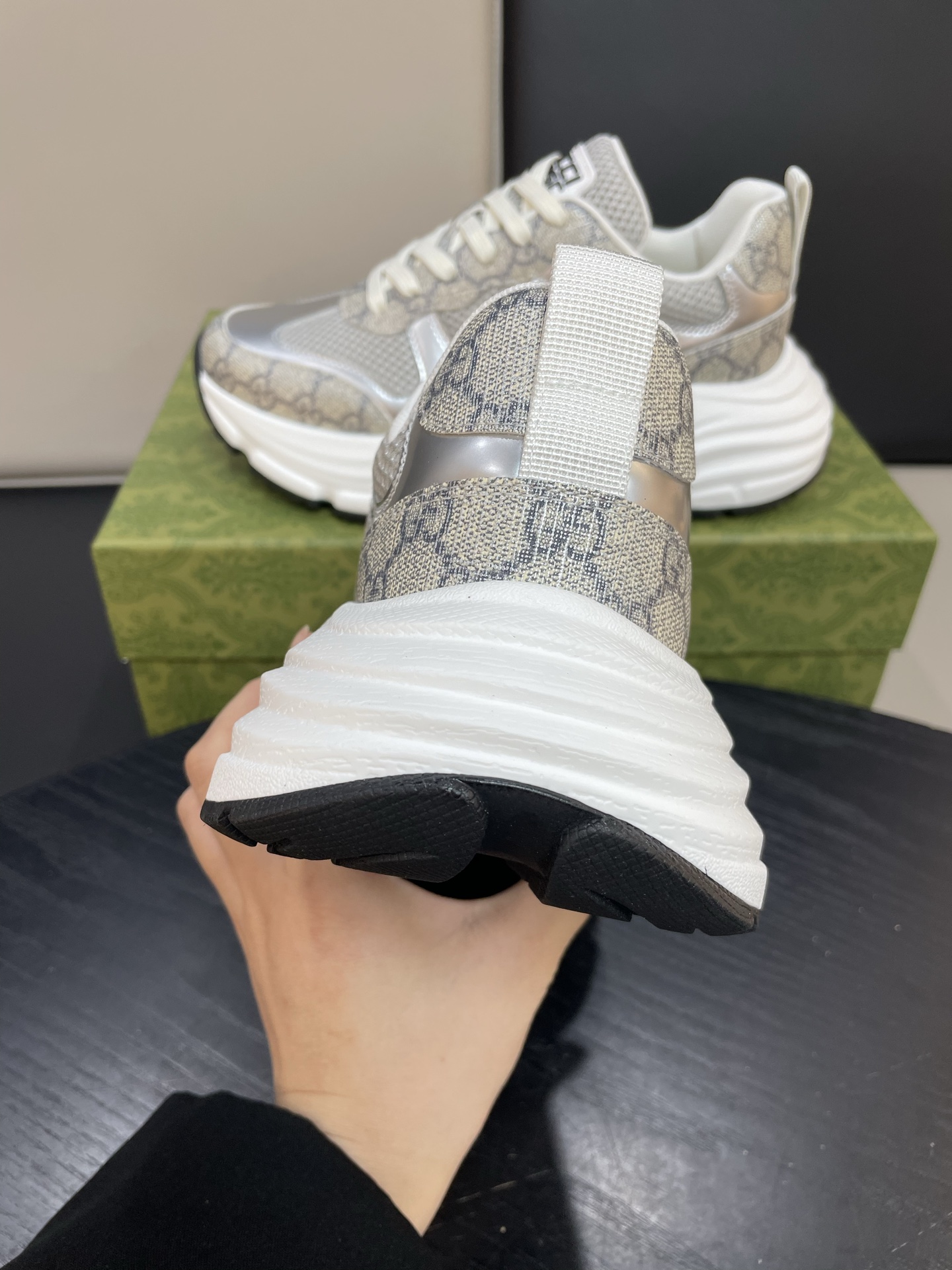 Gucci Women's Screener Sneaker GG Crystal in Beige and Silver, Size 39-44 7 i1743922124698 456 0 5