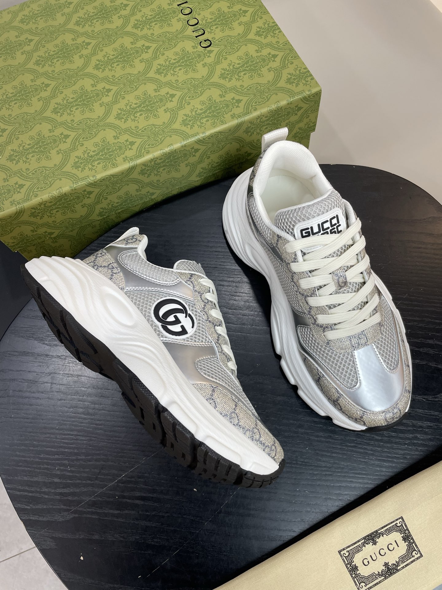 Gucci Women's Screener Sneaker GG Crystal in Beige and Silver, Size 39-44 9 i1743922124699 148 0 7