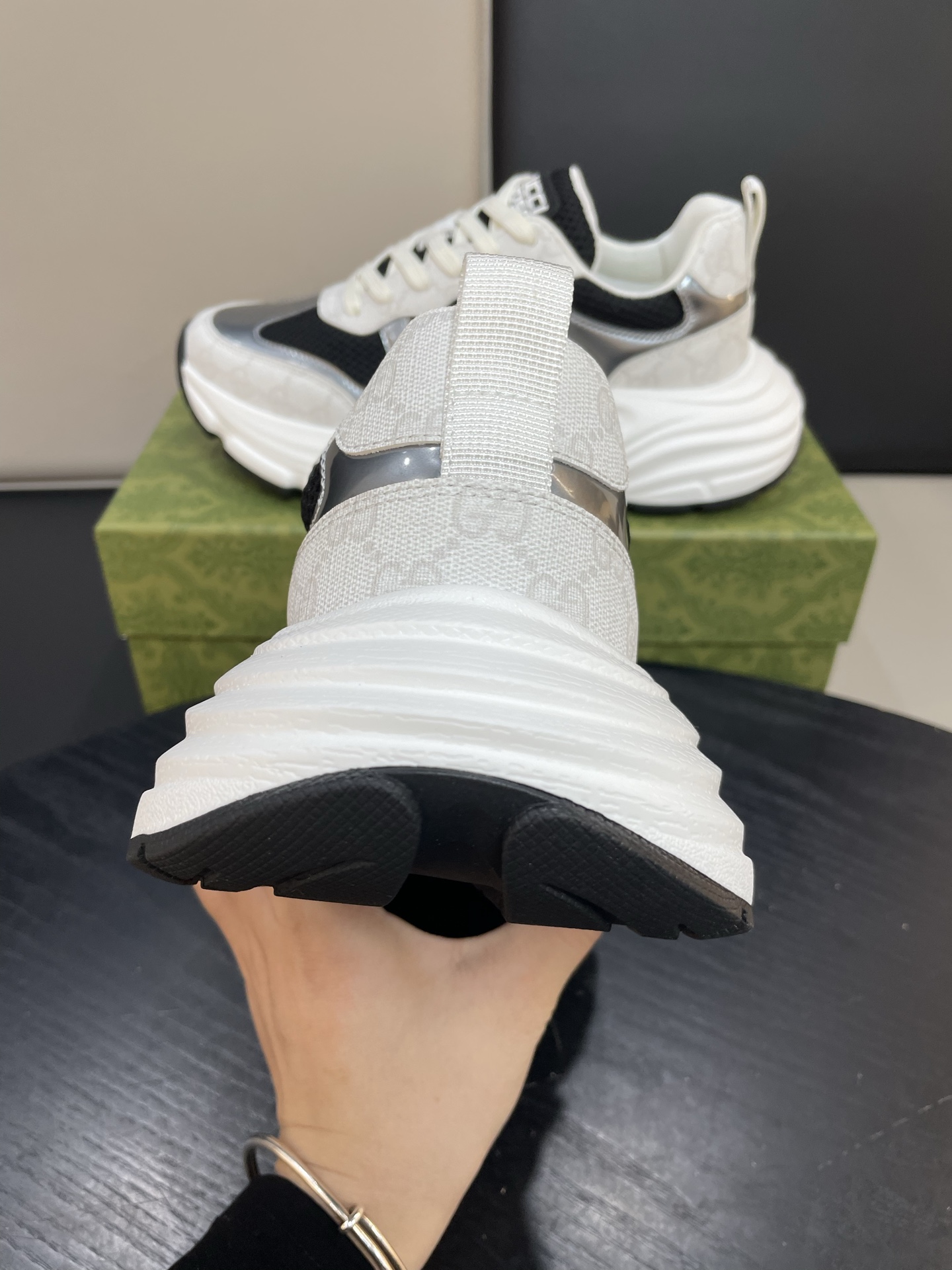 Gucci Women's Ultrapace R Sneakers in White GG Supreme Canvas and Silver Trim 7 i1744184466106 8654 0 5