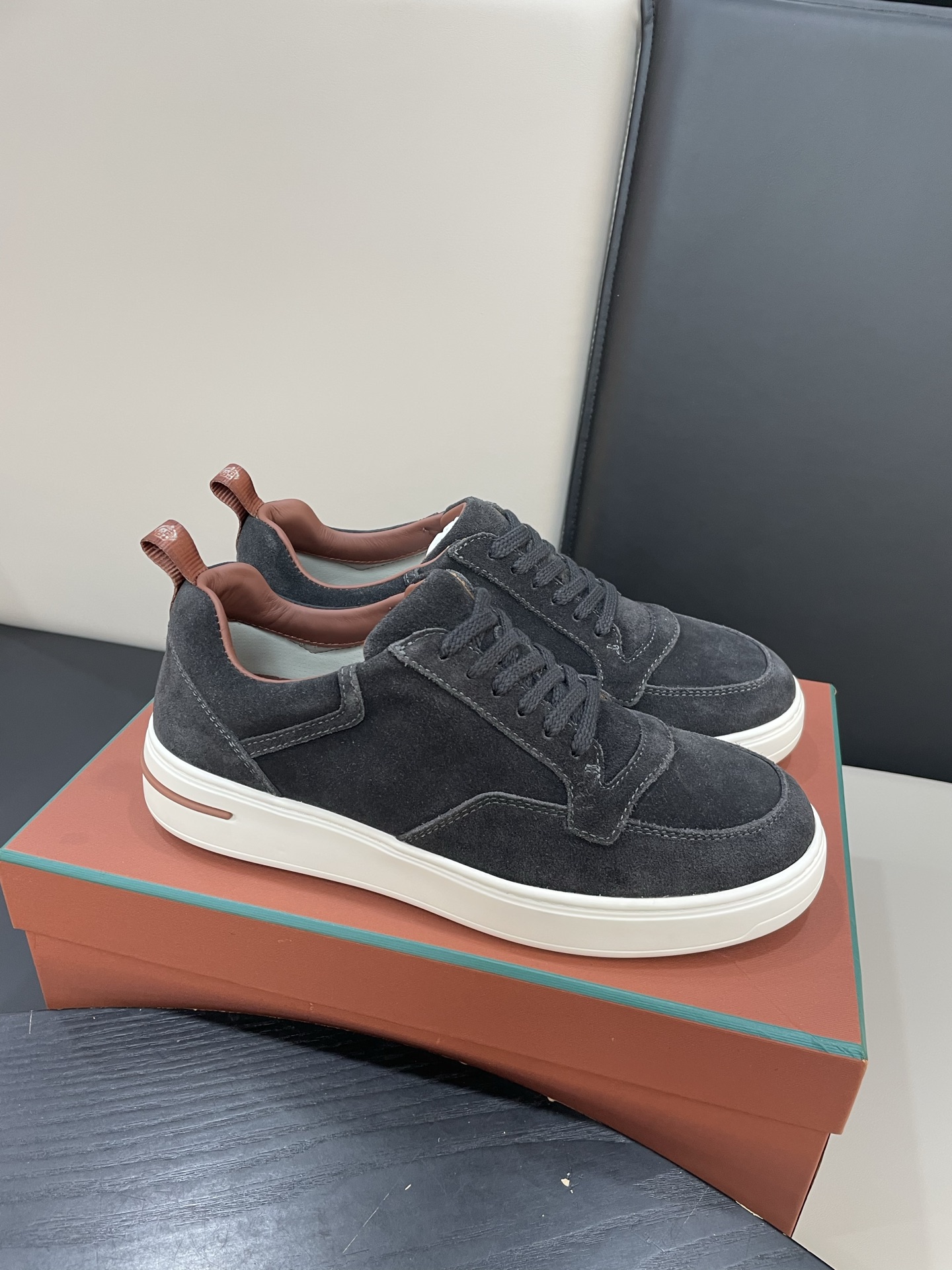Loro Piana Weekend Walk Sneakers: Men's Suede Leather Lace-Up Casual Shoes 9 i1755252589052 4156 0 7