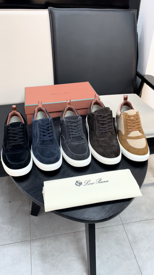 Loro Piana Weekend Walk Sneakers: Waterproof Suede Leather Casual Shoes for Men