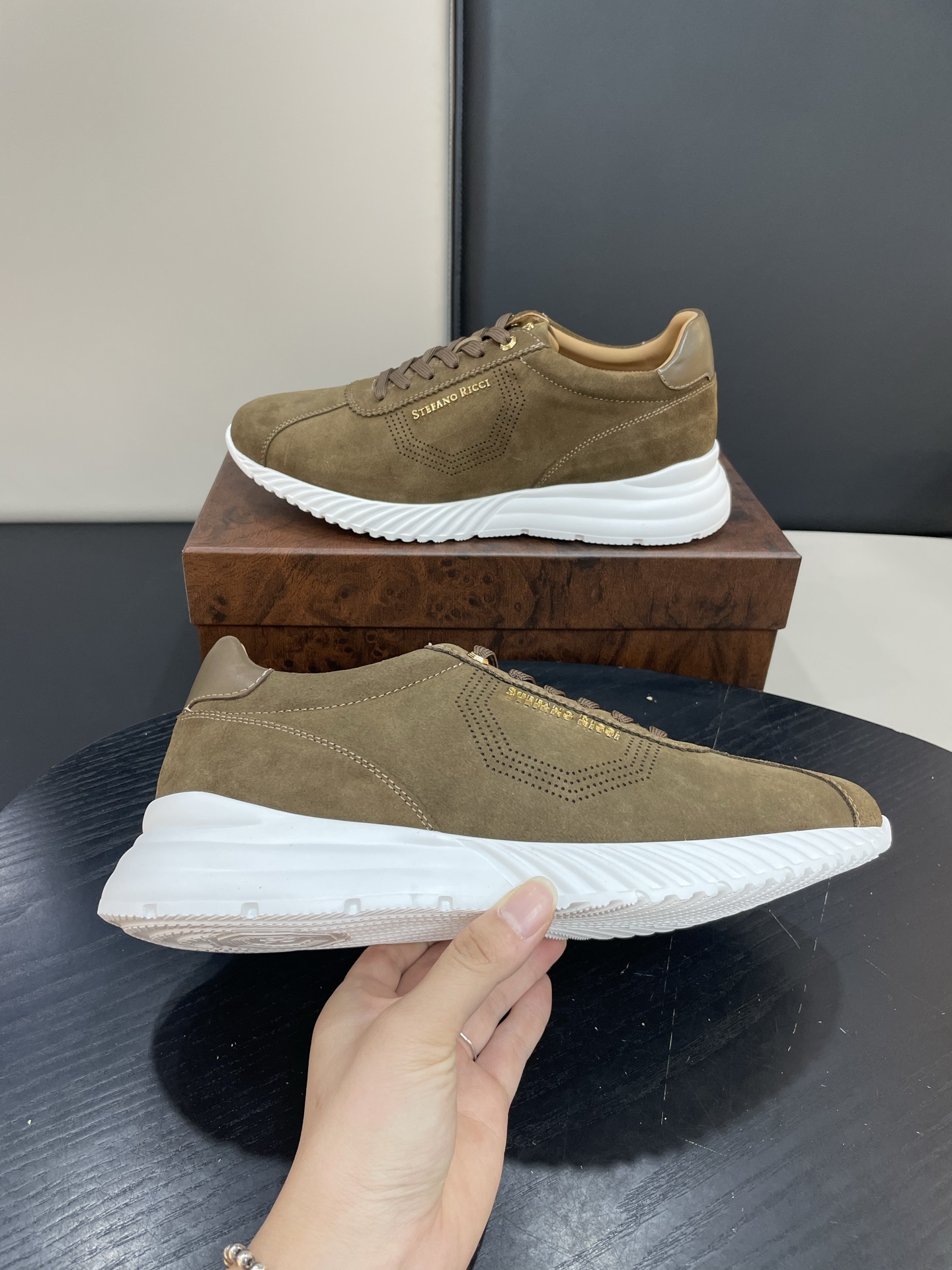 Stefano Ricci Suede Leather Sneakers - Casual Shoes in Olive Green 8 i1755504983884 1163 0 6
