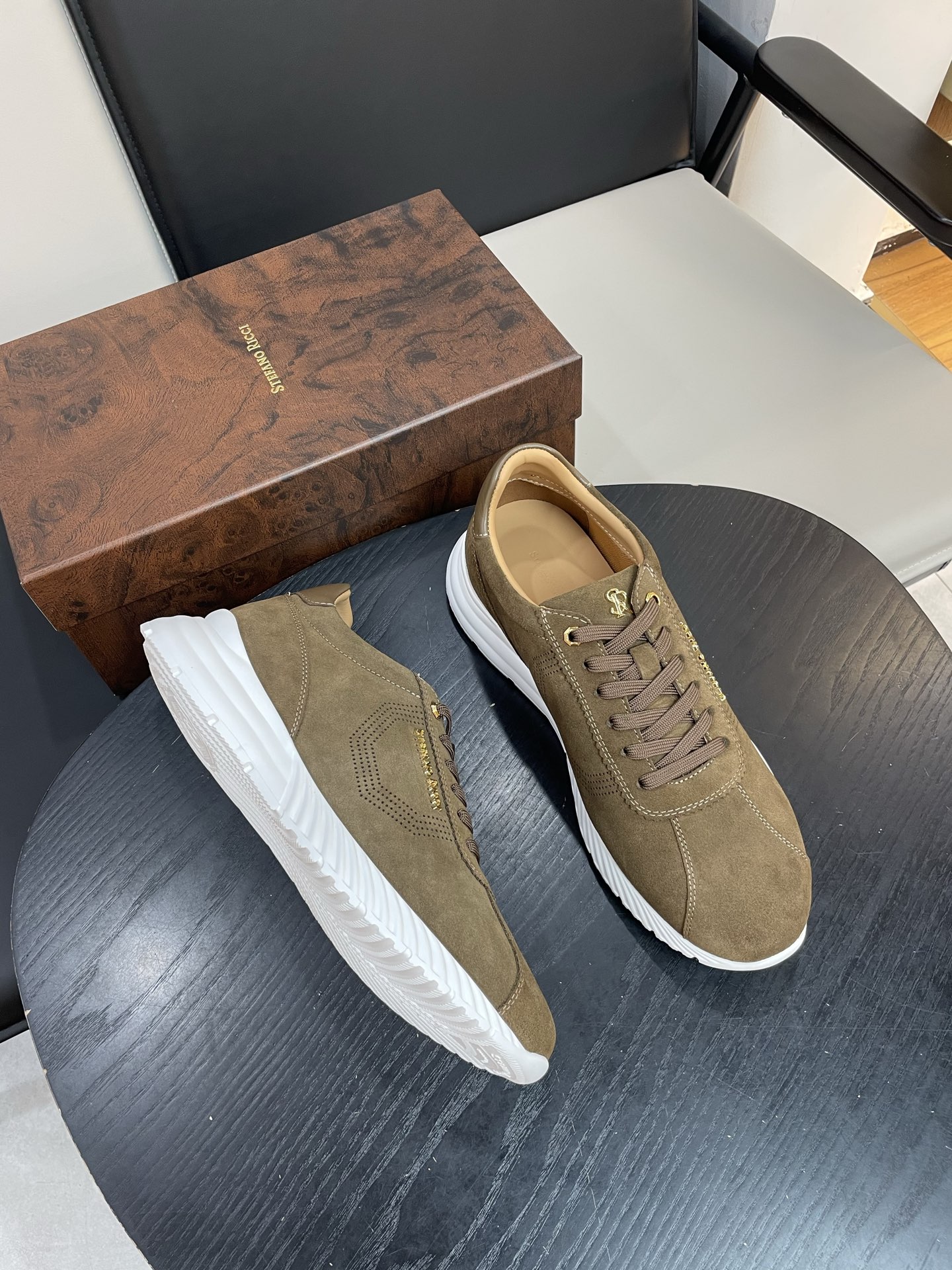 Stefano Ricci Suede Leather Sneakers - Casual Shoes in Olive Green 9 i1755504987066 4970 0 7