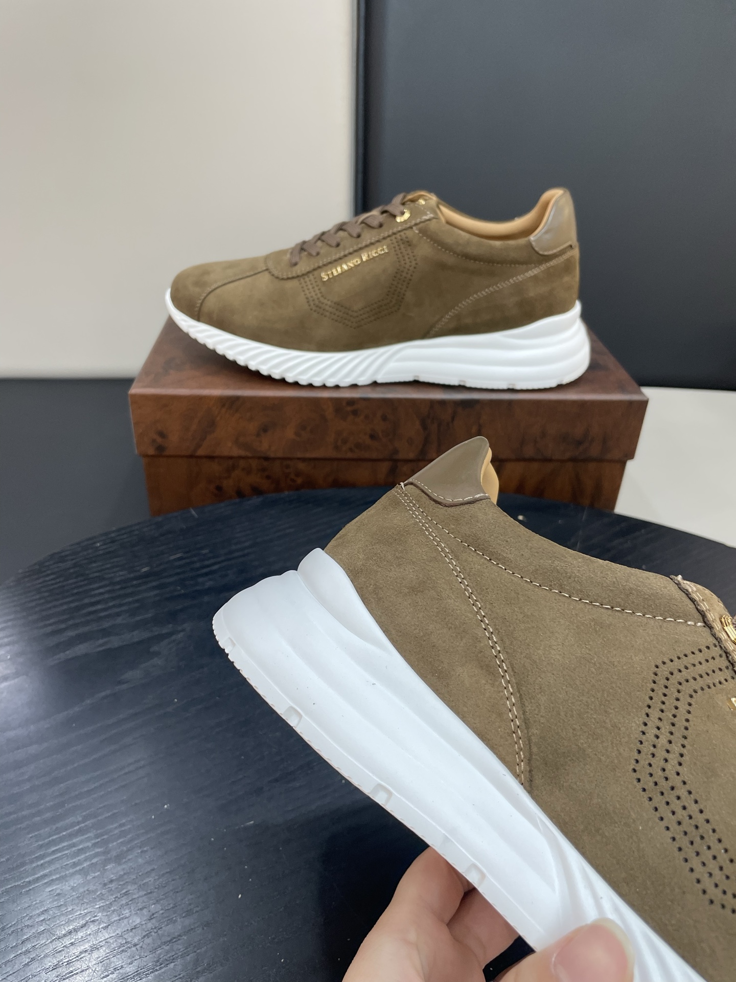 Stefano Ricci Suede Leather Sneakers - Casual Shoes in Olive Green 6 i1755504987875 1556 0 4