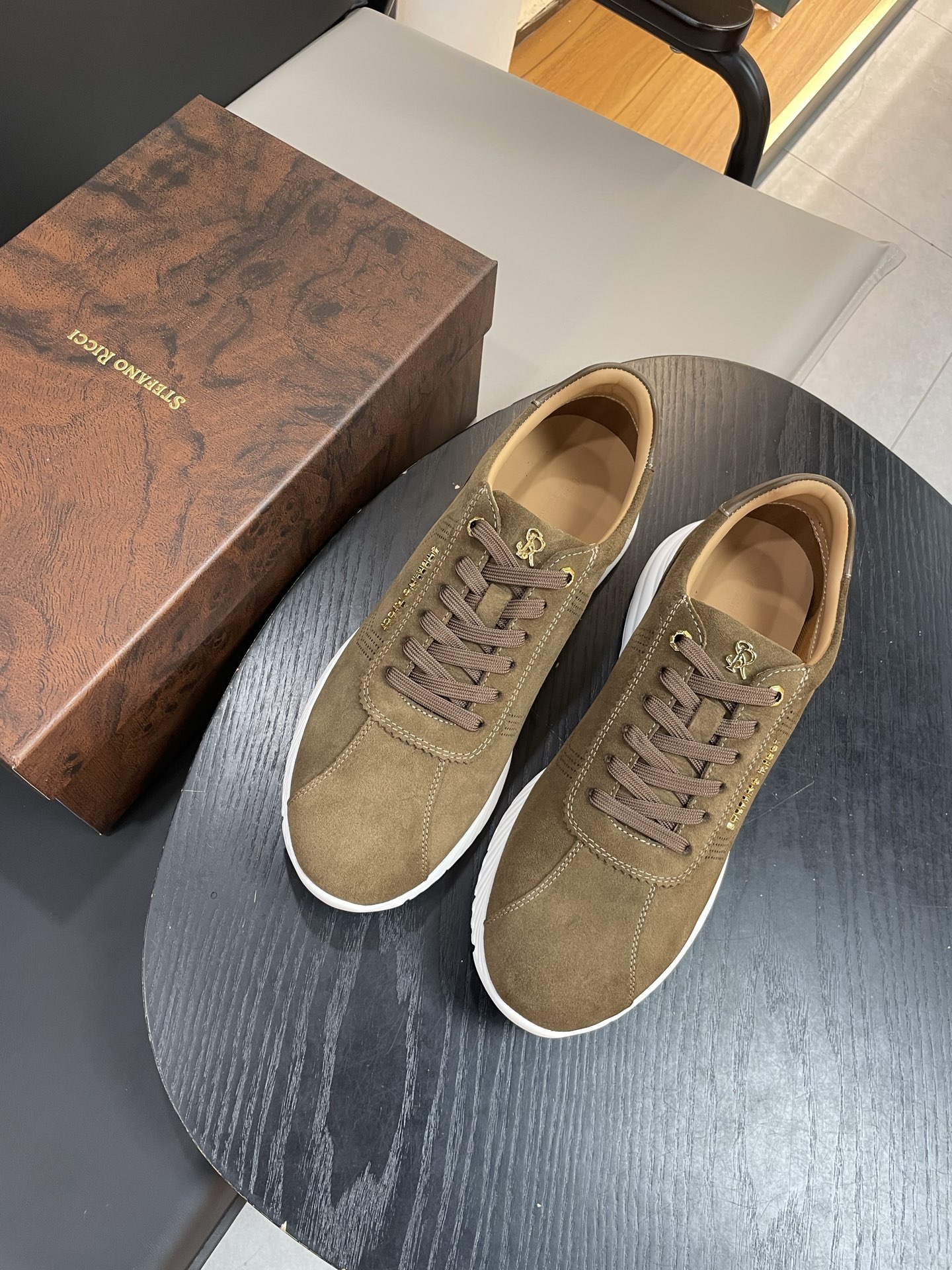 Stefano Ricci Suede Leather Sneakers - Casual Shoes in Olive Green 3 i1755504988911 7659 0 1