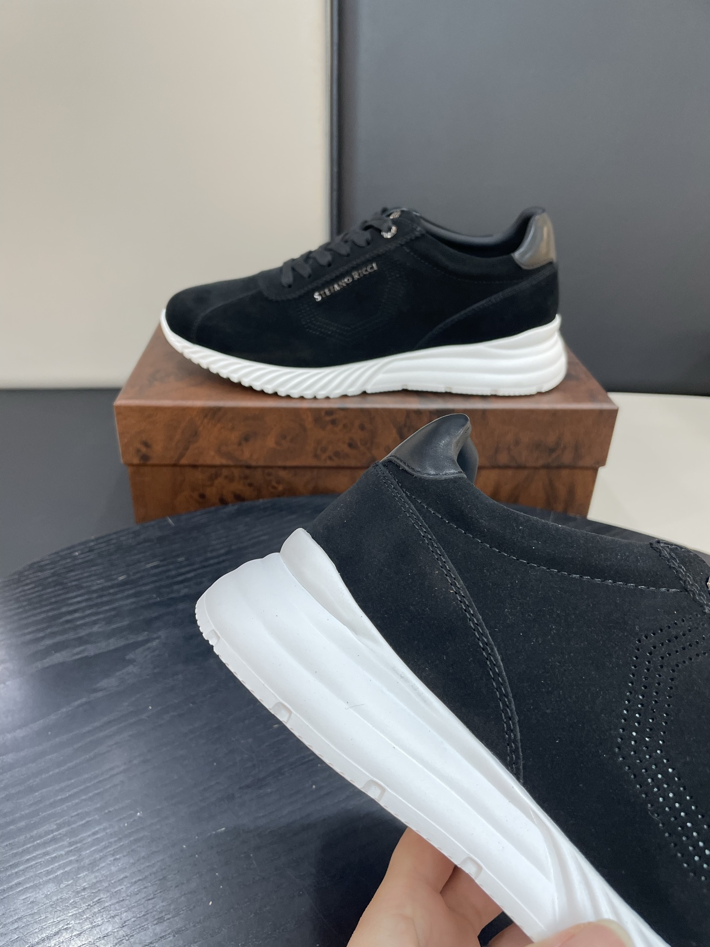 Stefano Ricci Men's Black Suede Leather Sneakers - Stylish Comfort Shoes 6 i1755505025321 7033 0 4