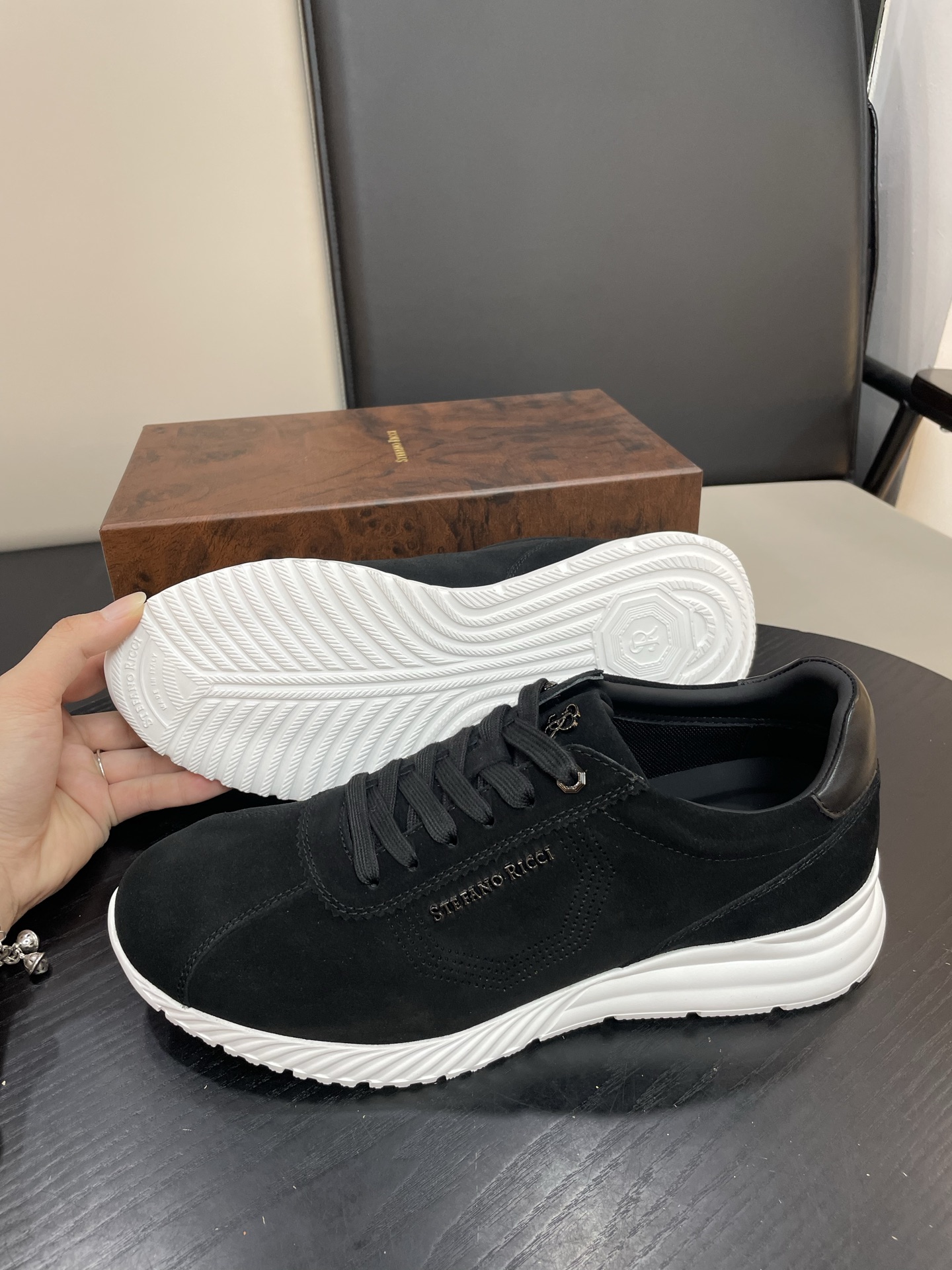 Stefano Ricci Men's Black Suede Leather Sneakers - Stylish Comfort Shoes 4 i1755505025462 6033 0 2