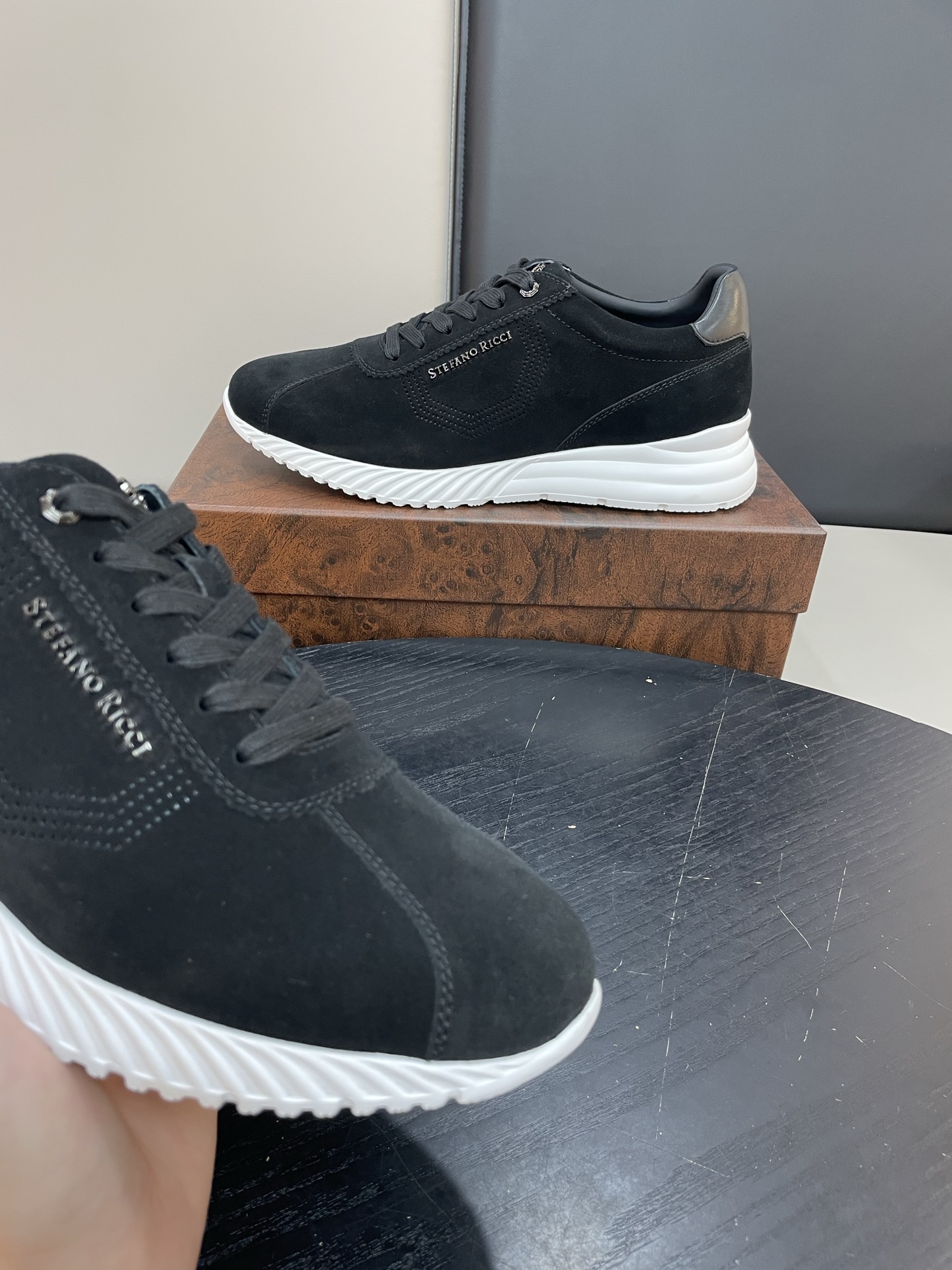 Stefano Ricci Men's Black Suede Leather Sneakers - Stylish Comfort Shoes 5 i1755505026099 7092 0 3