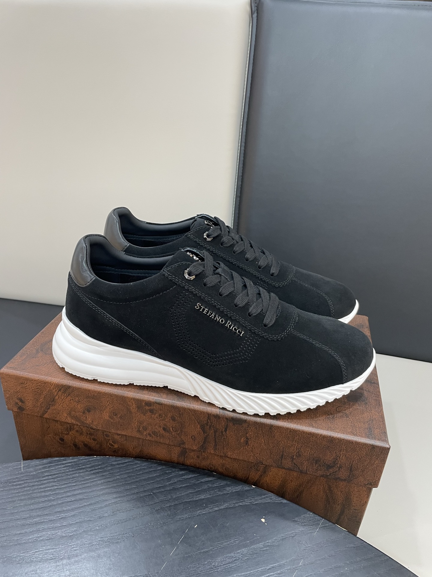 Stefano Ricci Men's Black Suede Leather Sneakers - Stylish Comfort Shoes 10 i1755505029773 5720 0 8