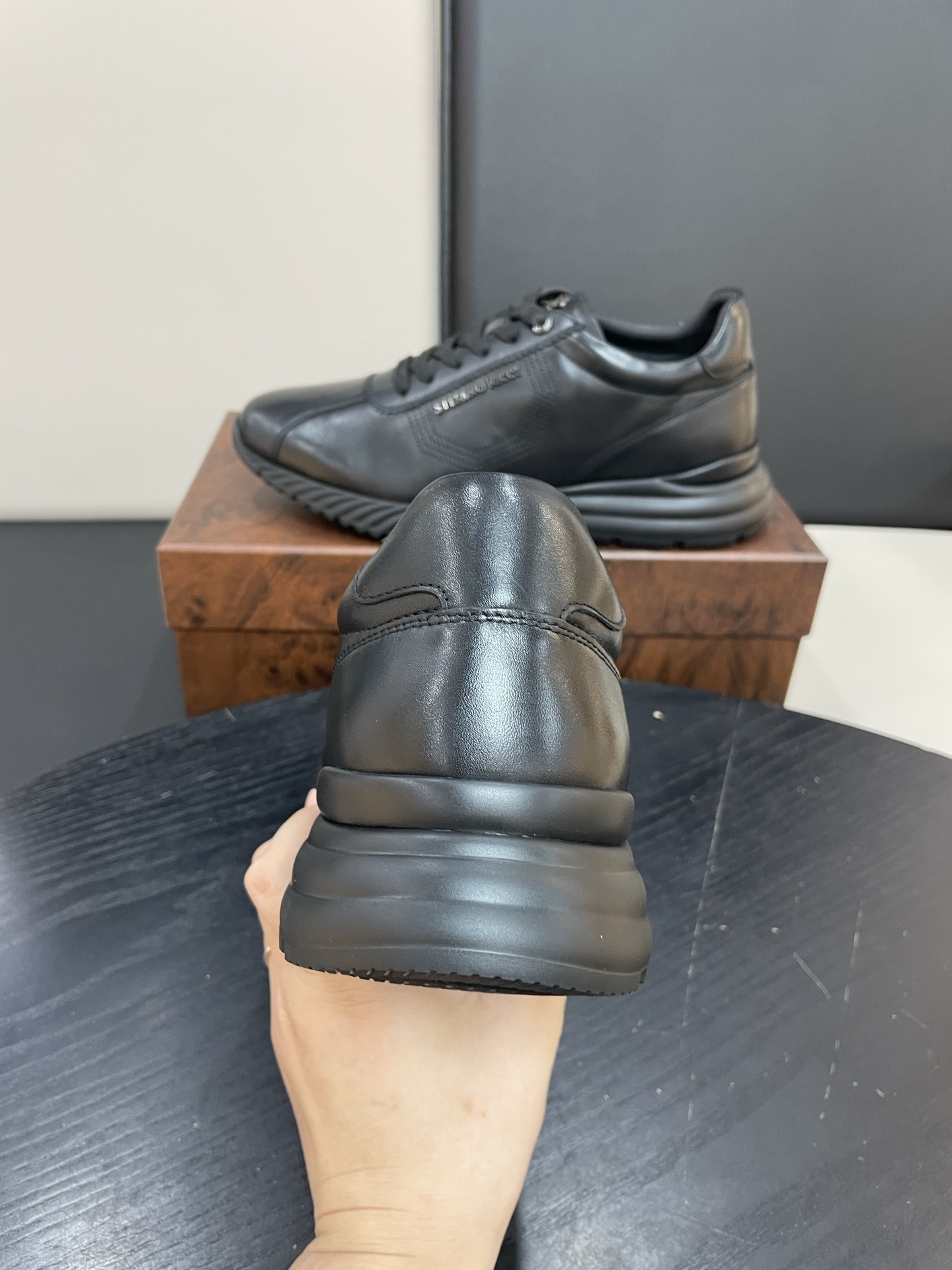 Stefano Ricci Men's Black Leather Lace-Up Sneakers - Comfortable & Lightweight 7 i1755505043373 9461 0 5