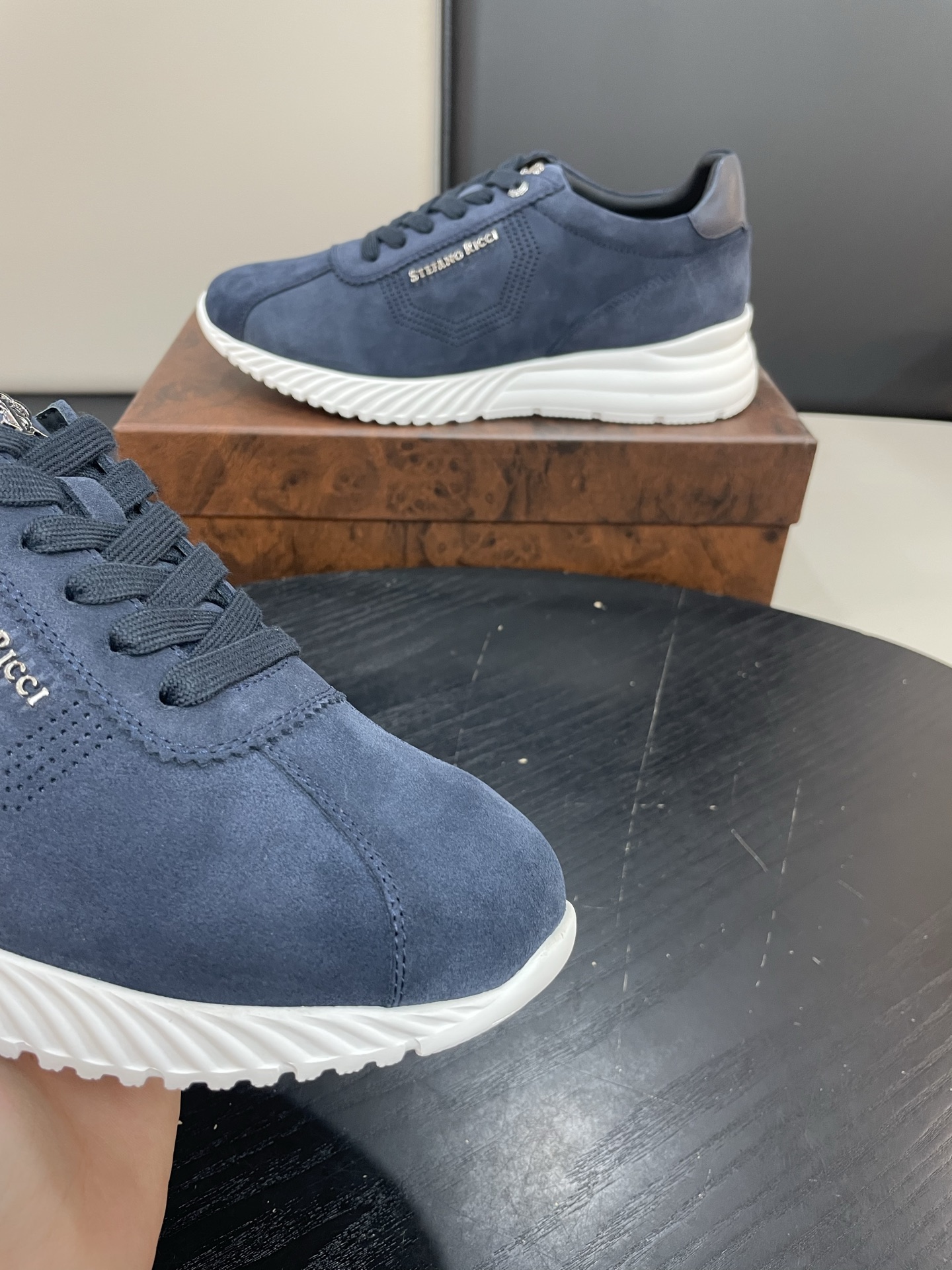 Stefano Ricci Men's Blue Suede Leather Casual Sneakers Shoes 5 i1756190183515 584 0 3