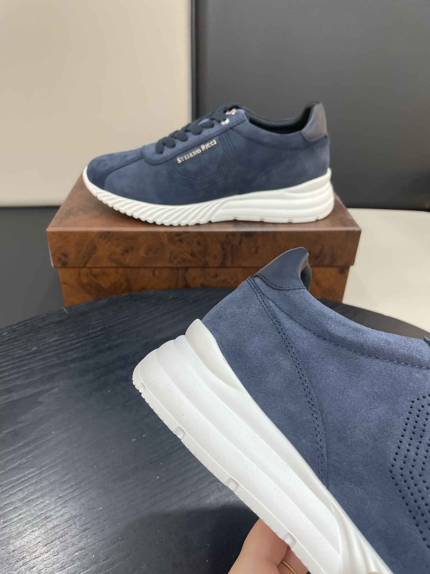Stefano Ricci Men's Blue Suede Leather Casual Sneakers Shoes 6 i1756190183515 7116 0 4