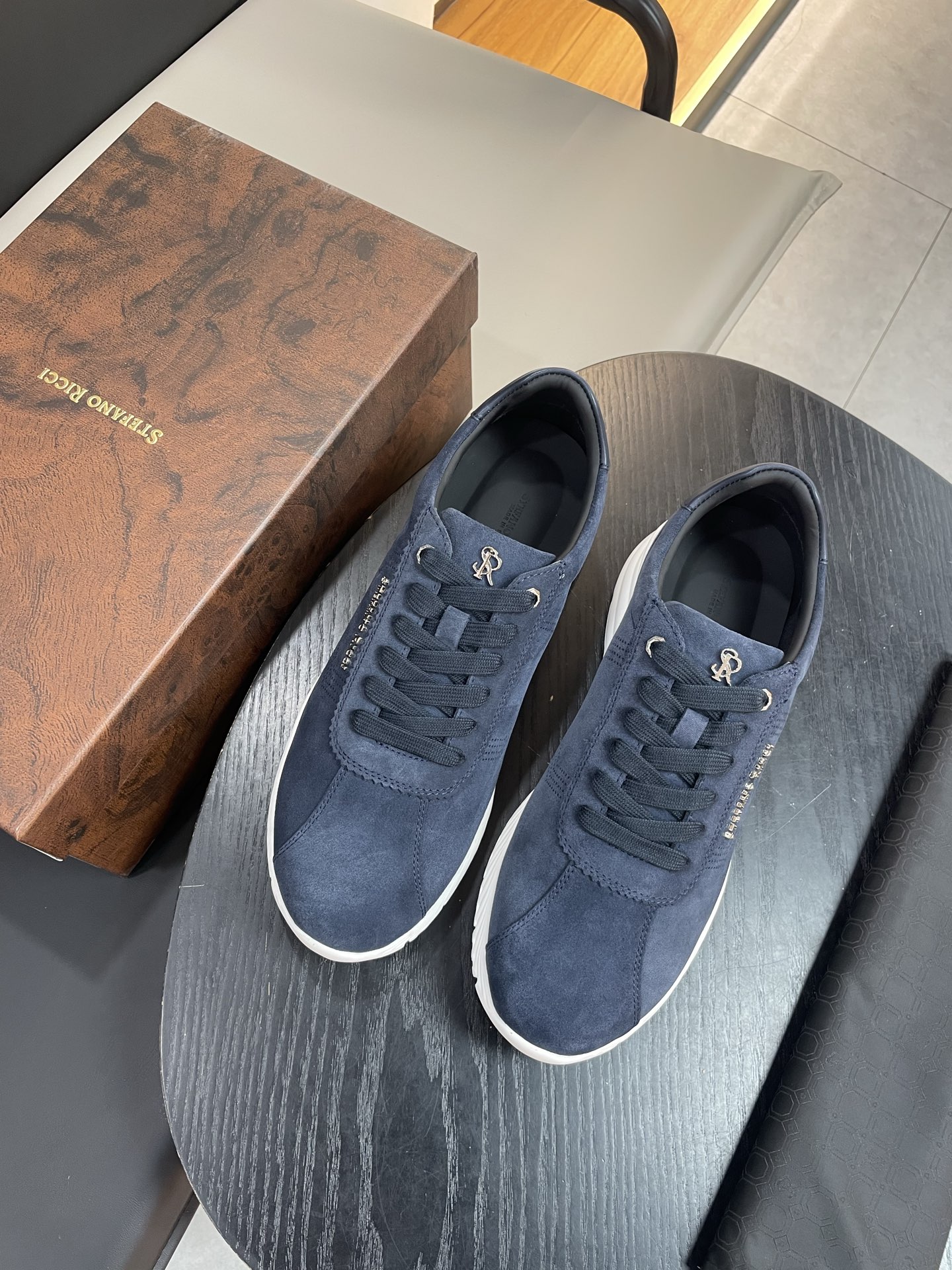 Stefano Ricci Men's Blue Suede Leather Casual Sneakers Shoes 3 i1756190183515 8103 0 1