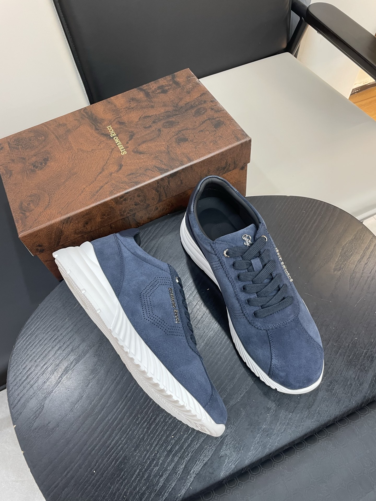Stefano Ricci Men's Blue Suede Leather Casual Sneakers Shoes 9 i1756190186147 8907 0 7