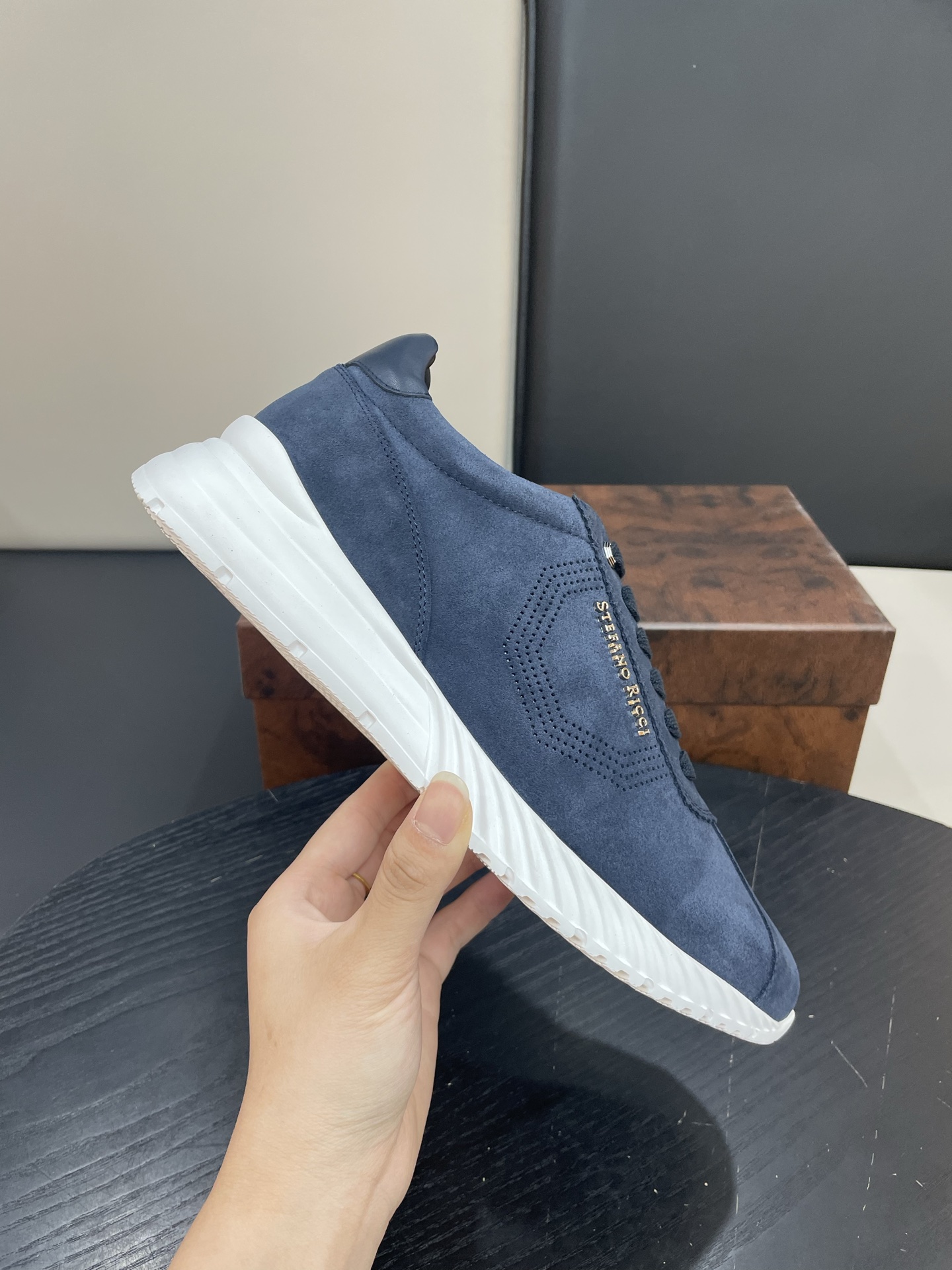 Stefano Ricci Men's Blue Suede Leather Casual Sneakers Shoes 2 i1756190186251 7998 0 0