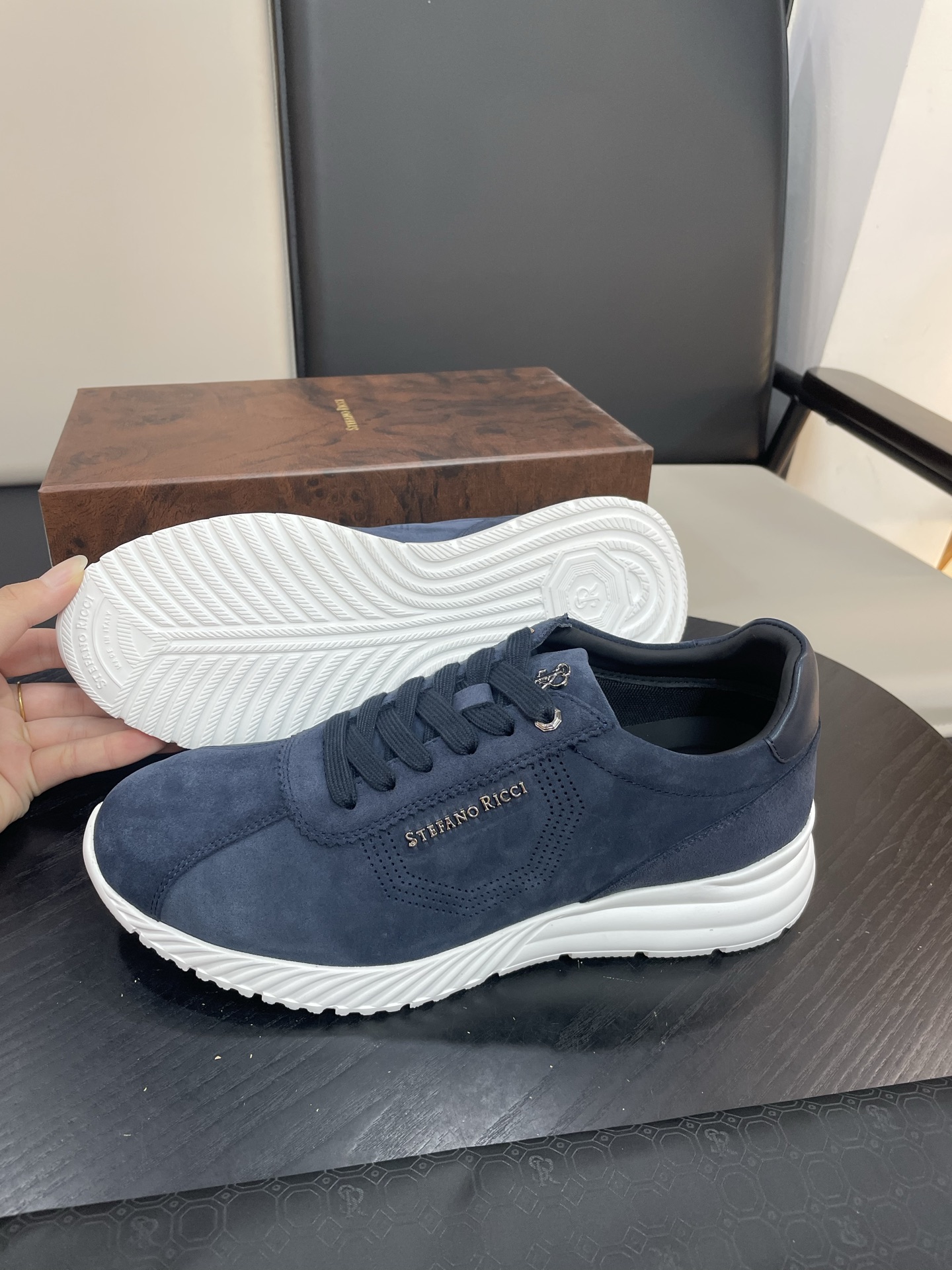 Stefano Ricci Men's Blue Suede Leather Casual Sneakers Shoes 4 i1756190186263 1126 0 2