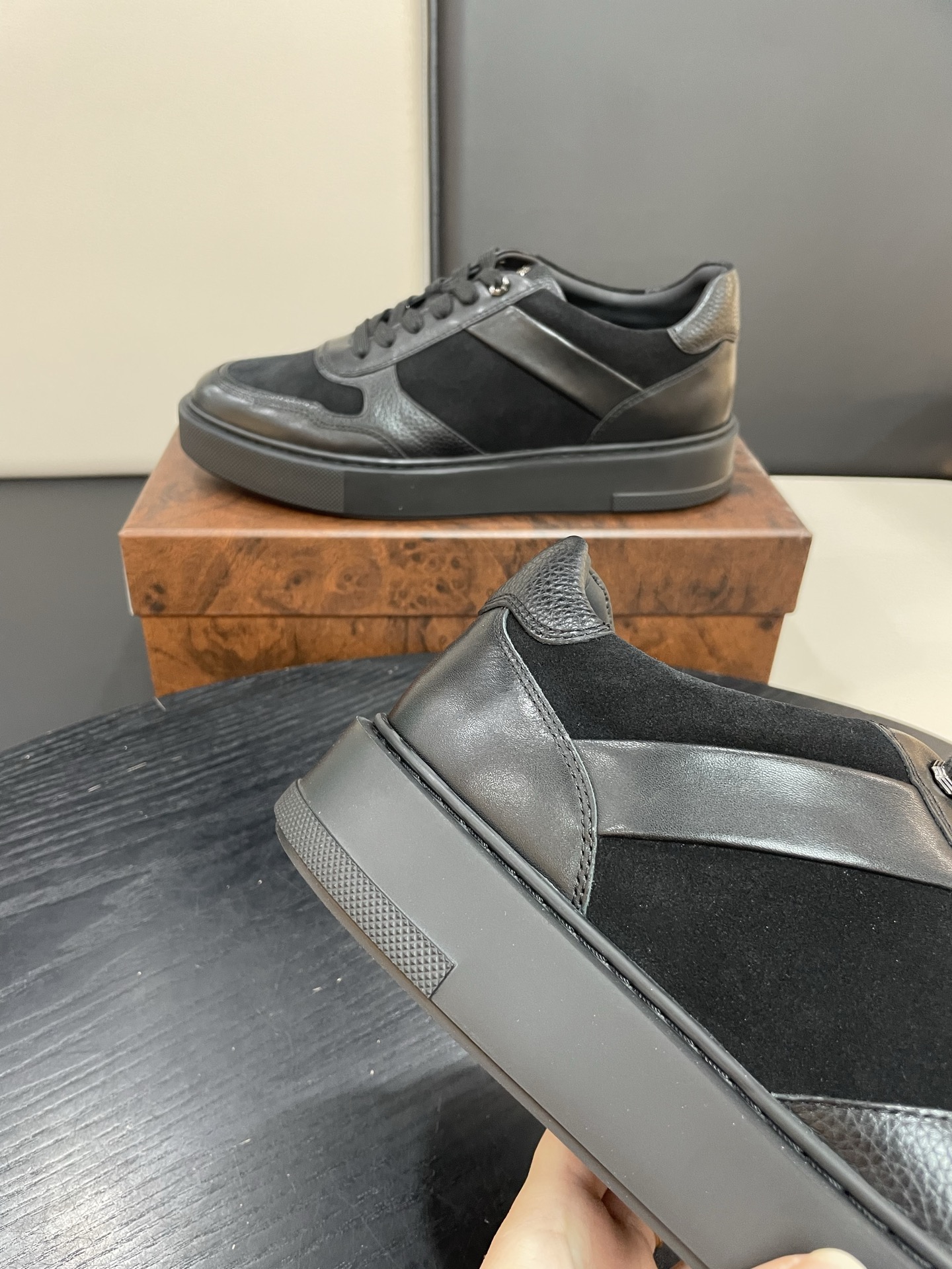 Stefano Ricci Men's Black Leather and Suede Casual Sneakers Shoes 5 i1756195952104 8237 0 4