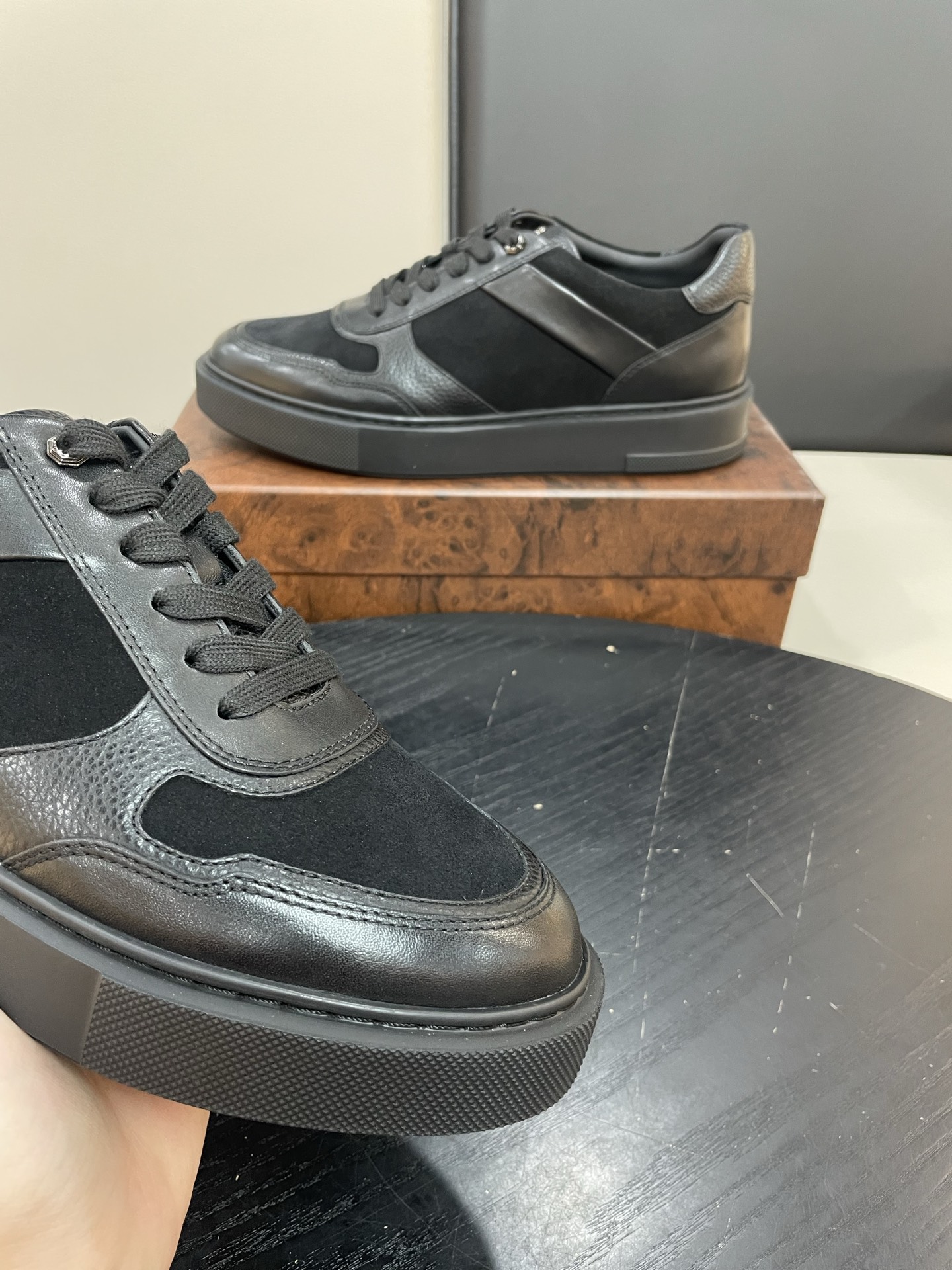 Stefano Ricci Men's Black Leather and Suede Casual Sneakers Shoes 4 i1756195952264 1664 0 3