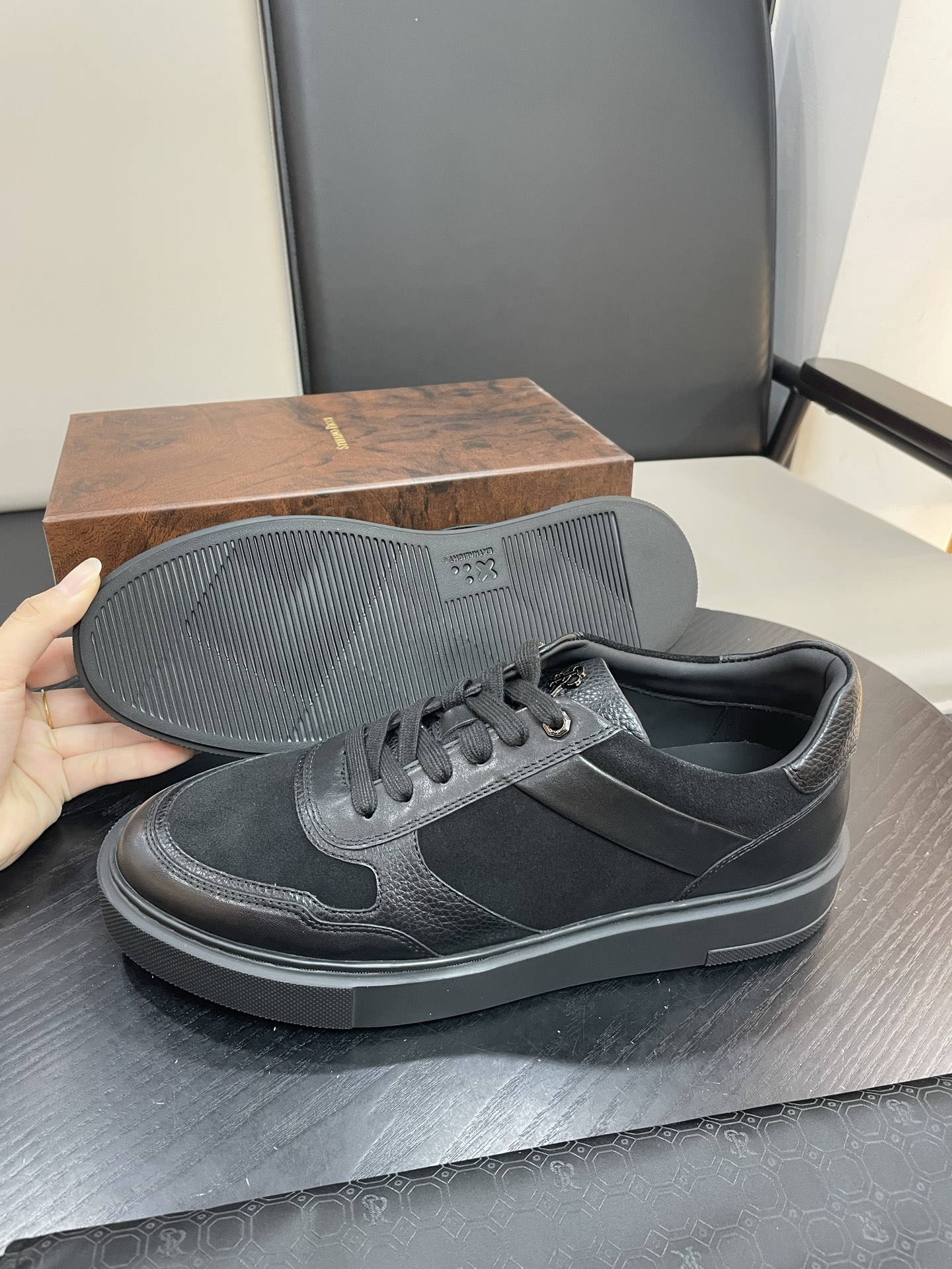 Stefano Ricci Men's Black Leather and Suede Casual Sneakers Shoes 3 i1756195952358 2899 0 2