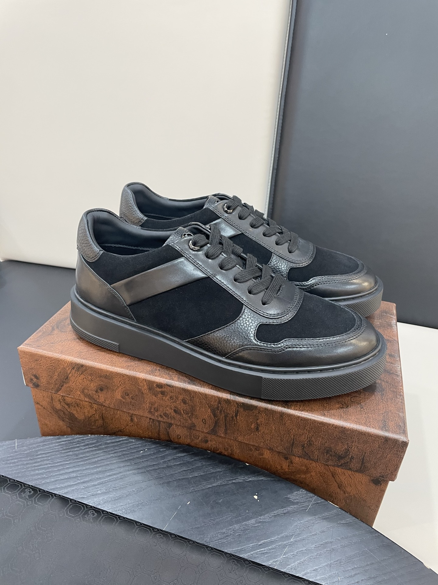 Stefano Ricci Men's Black Leather and Suede Casual Sneakers Shoes 9 i1756195953560 9592 0 8