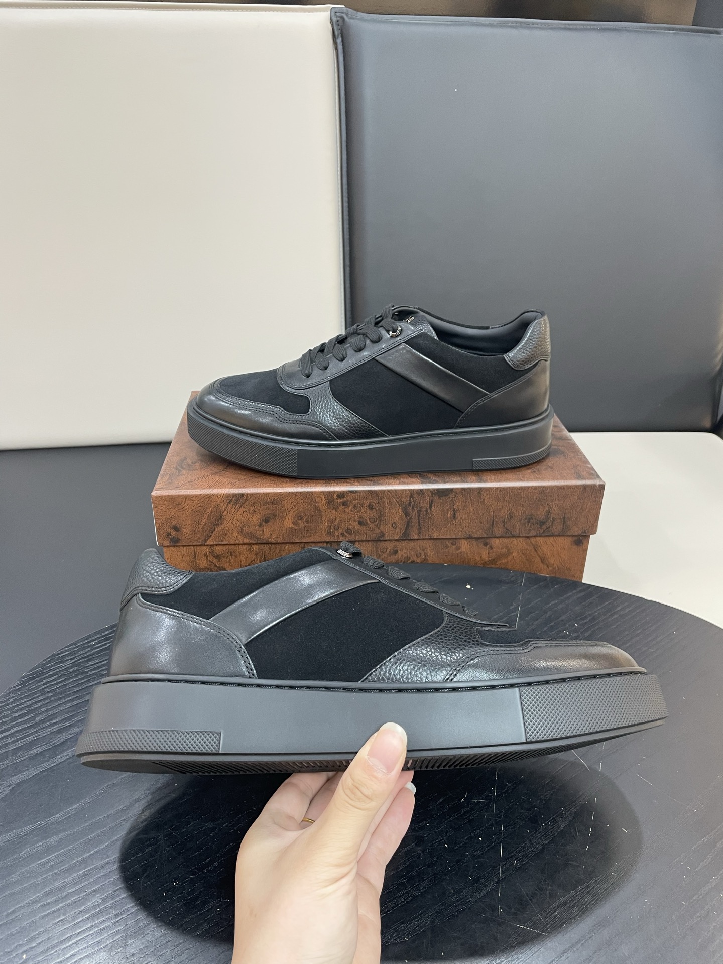 Stefano Ricci Men's Black Leather and Suede Casual Sneakers Shoes 7 i1756195954399 9433 0 6