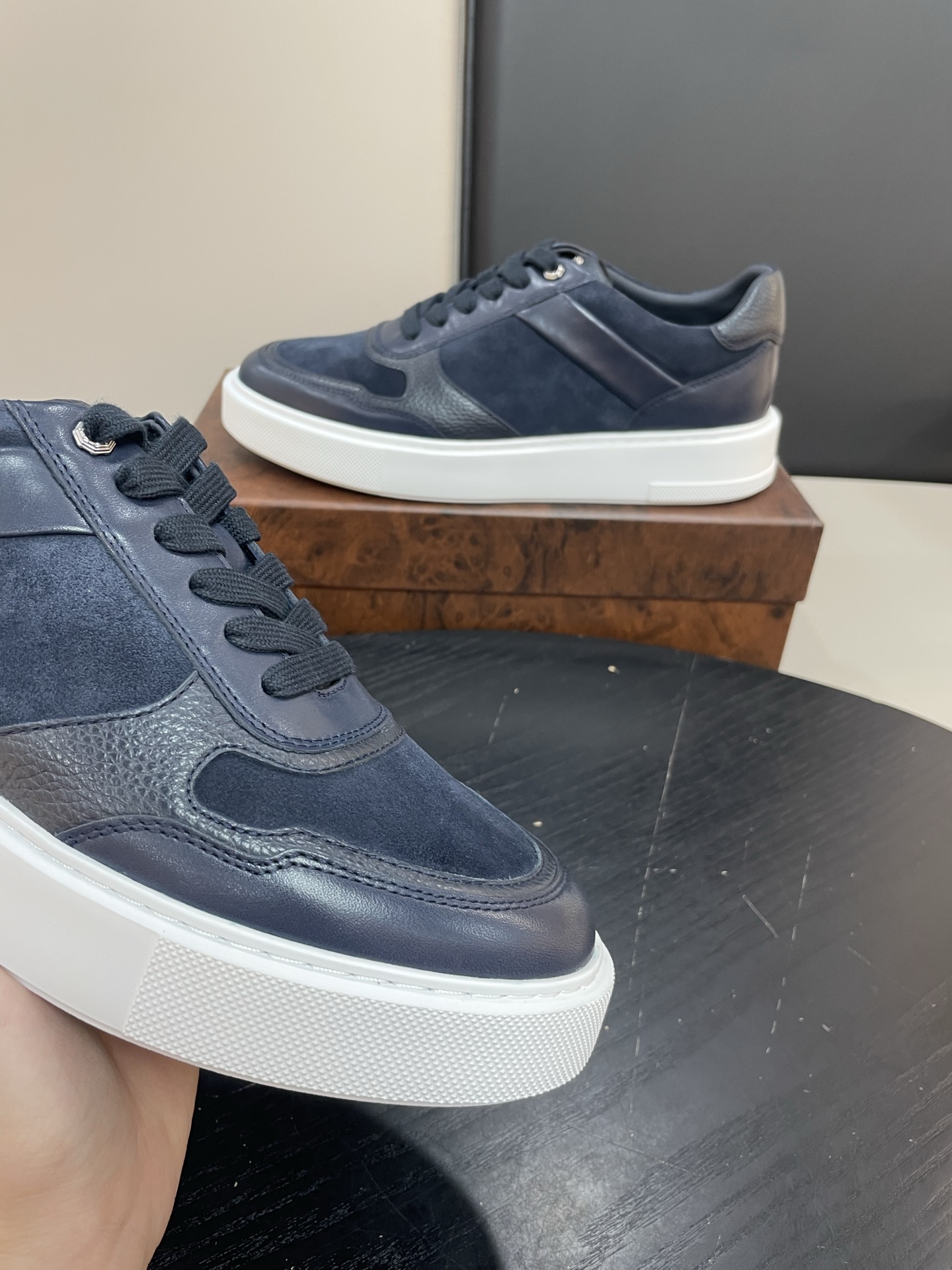 Stefano Ricci Men's Navy Blue Suede & Leather Low-Top Sneakers 5 i1756195977110 7524 0 3