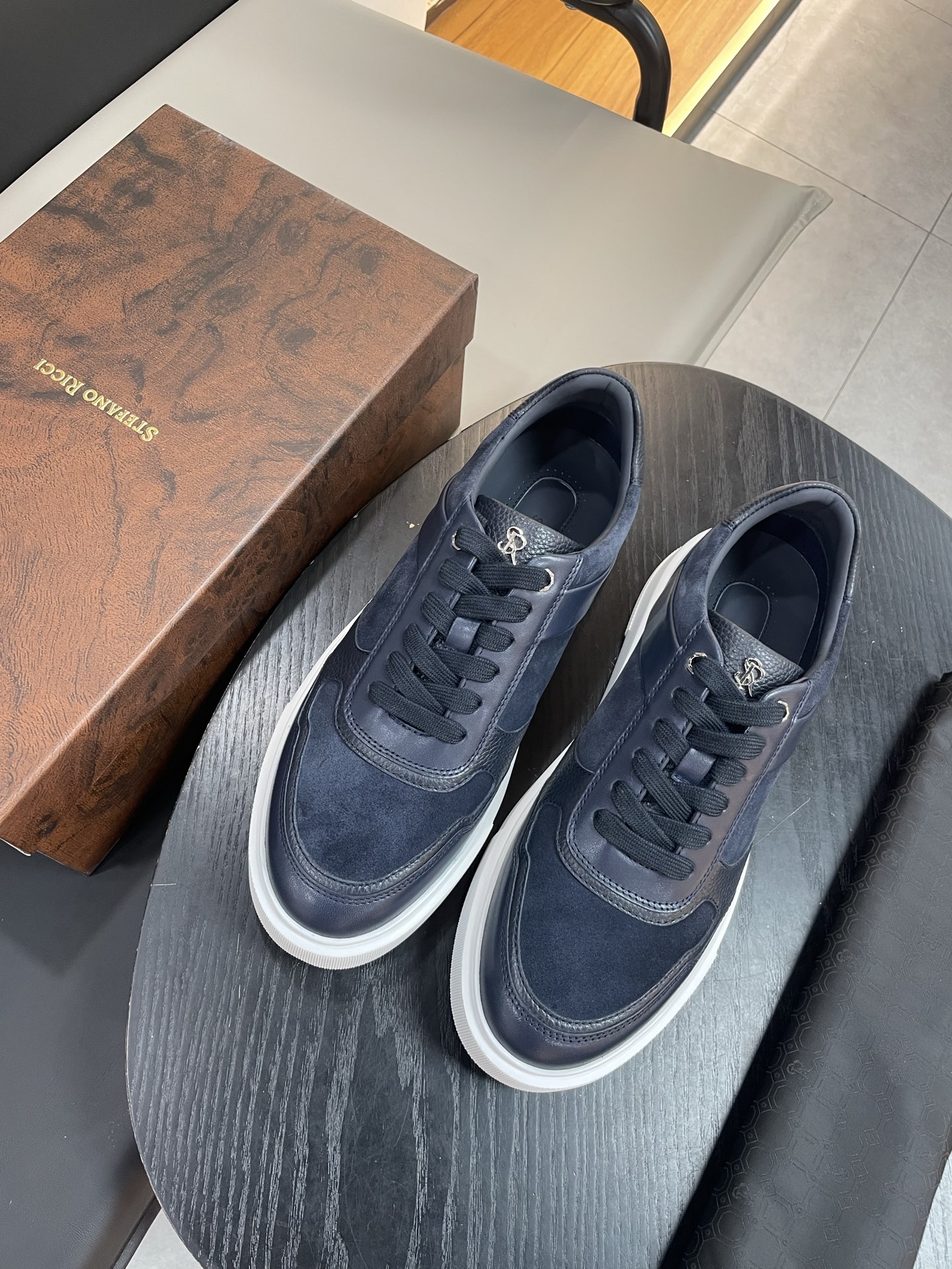 Stefano Ricci Men's Navy Blue Suede & Leather Low-Top Sneakers 3 i1756195979508 4770 0 1