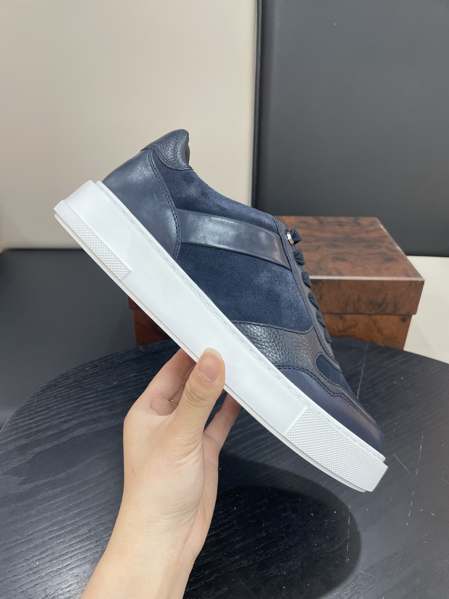 Stefano Ricci Men's Navy Blue Suede & Leather Low-Top Sneakers 2 i1756195979534 7174 0 0