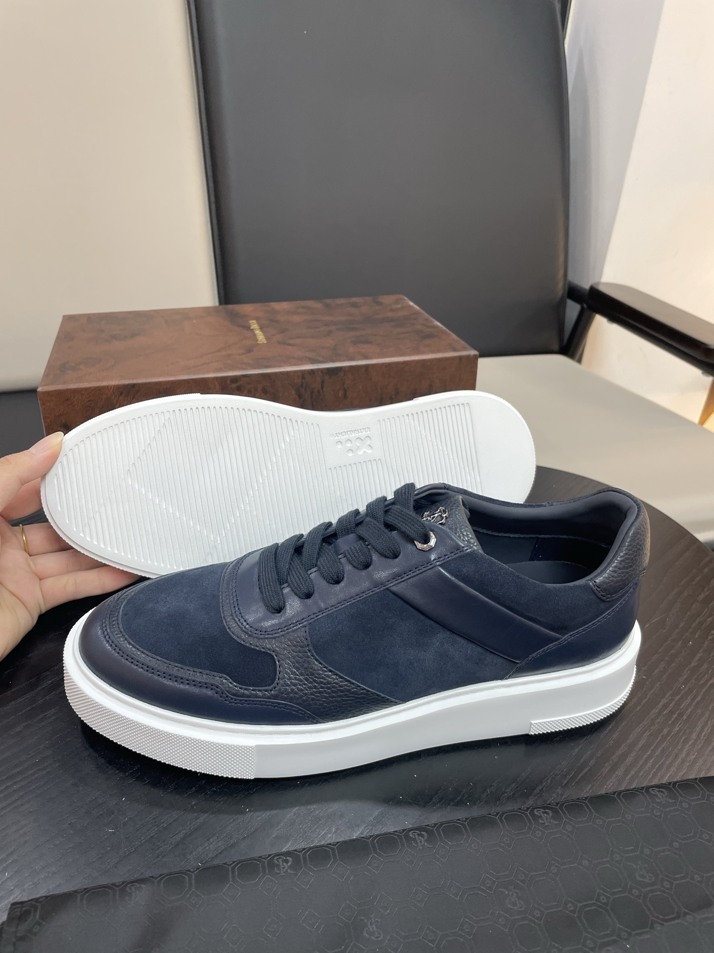 Stefano Ricci Men's Navy Blue Suede & Leather Low-Top Sneakers 4 i1756195979651 5012 0 2