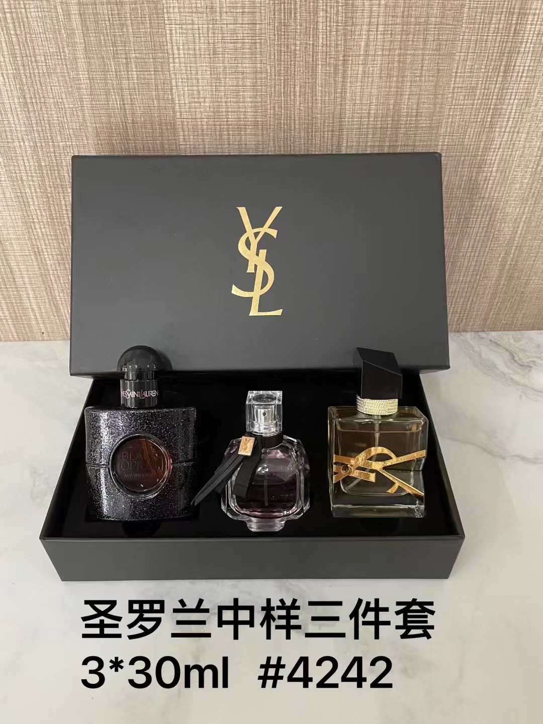 55. Perfume de muestra de Yves Saint Laurent, set de 3 piezas/caja negra 🔜 🇫🇷YSL/Yves Saint Laurent serie de perfume…