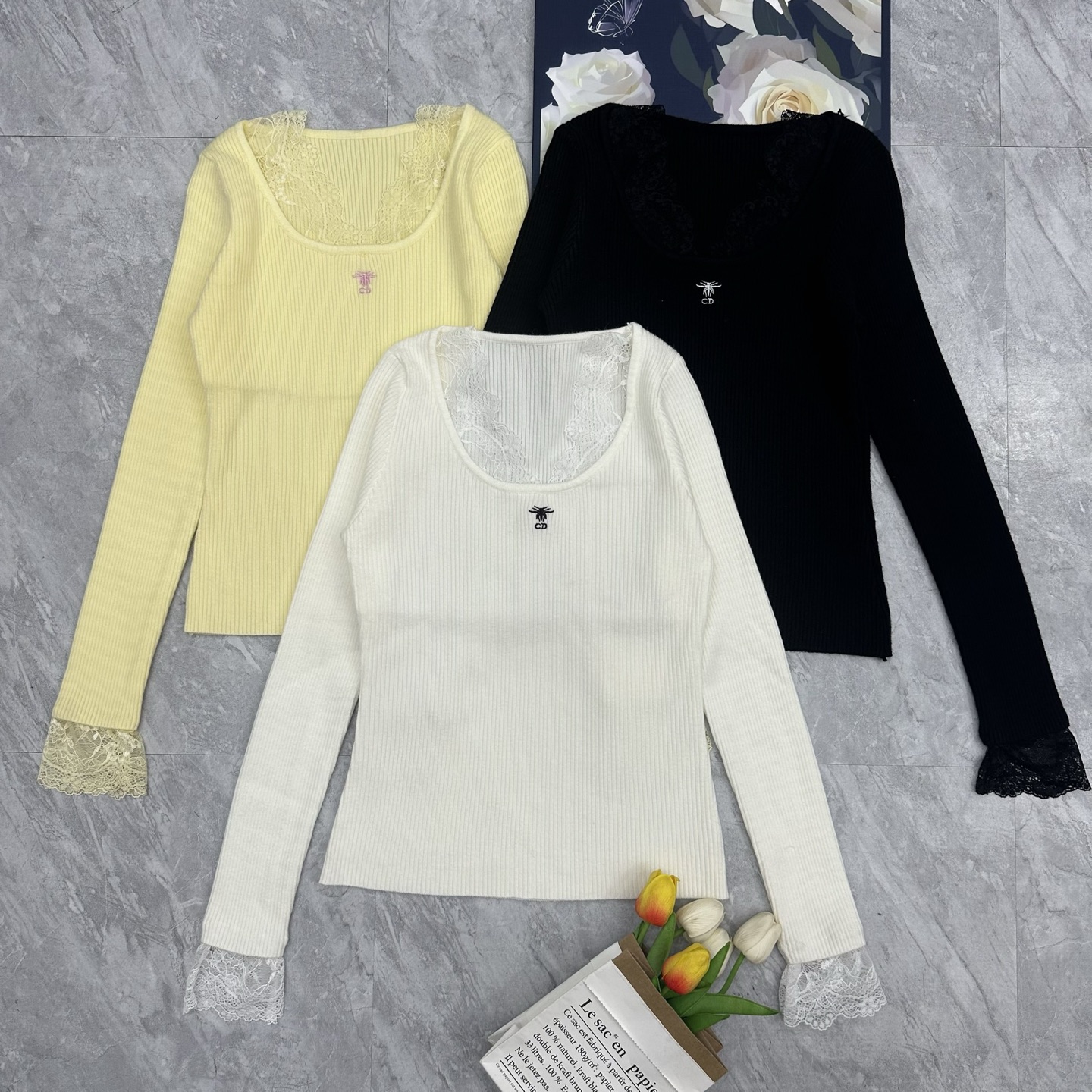 NO:507518,Dior spliced ​​lace long sleeves, dior, alexander wang19860909迪奥拼接蕾丝长袖,,dior,alexander wang,Women's clothing