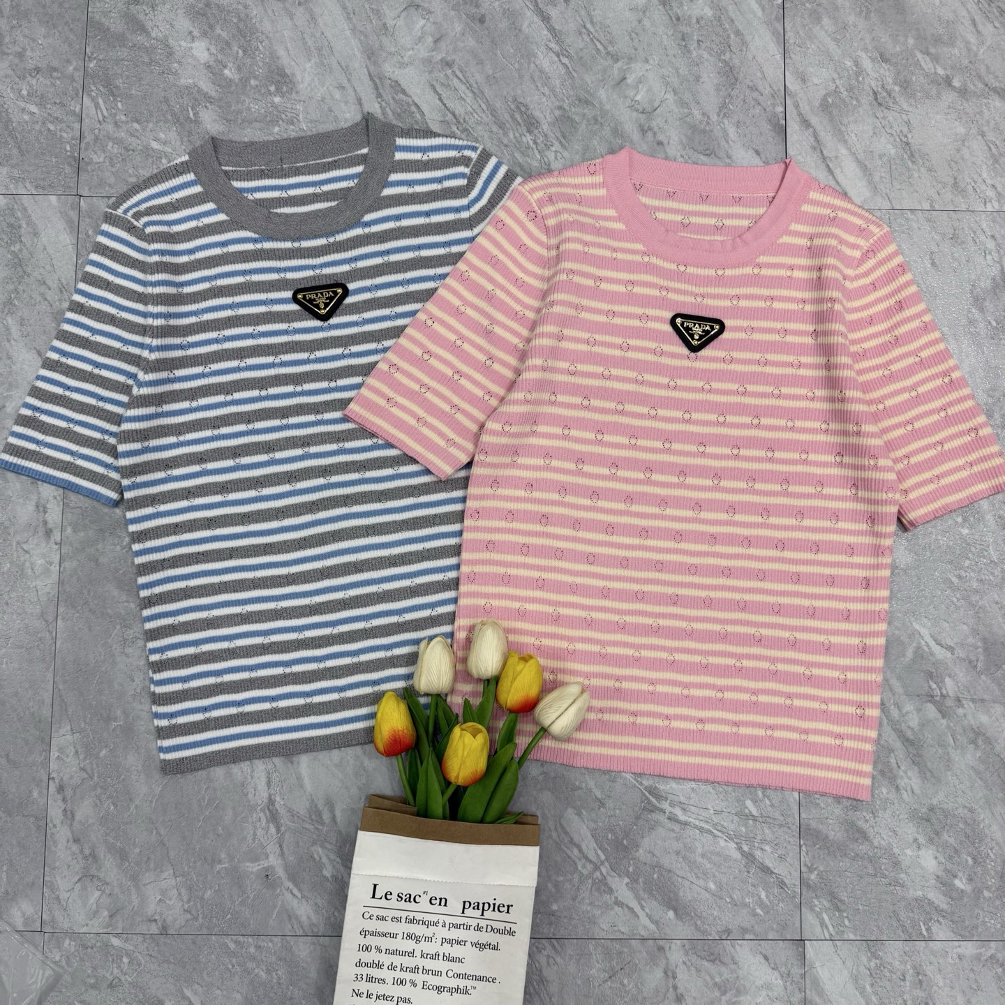 NO:762575,Prada new striped short-sleeved, prada, T-shirt,19860909普拉达新款条纹短袖,,prada,T-shirt,,Women's clothing