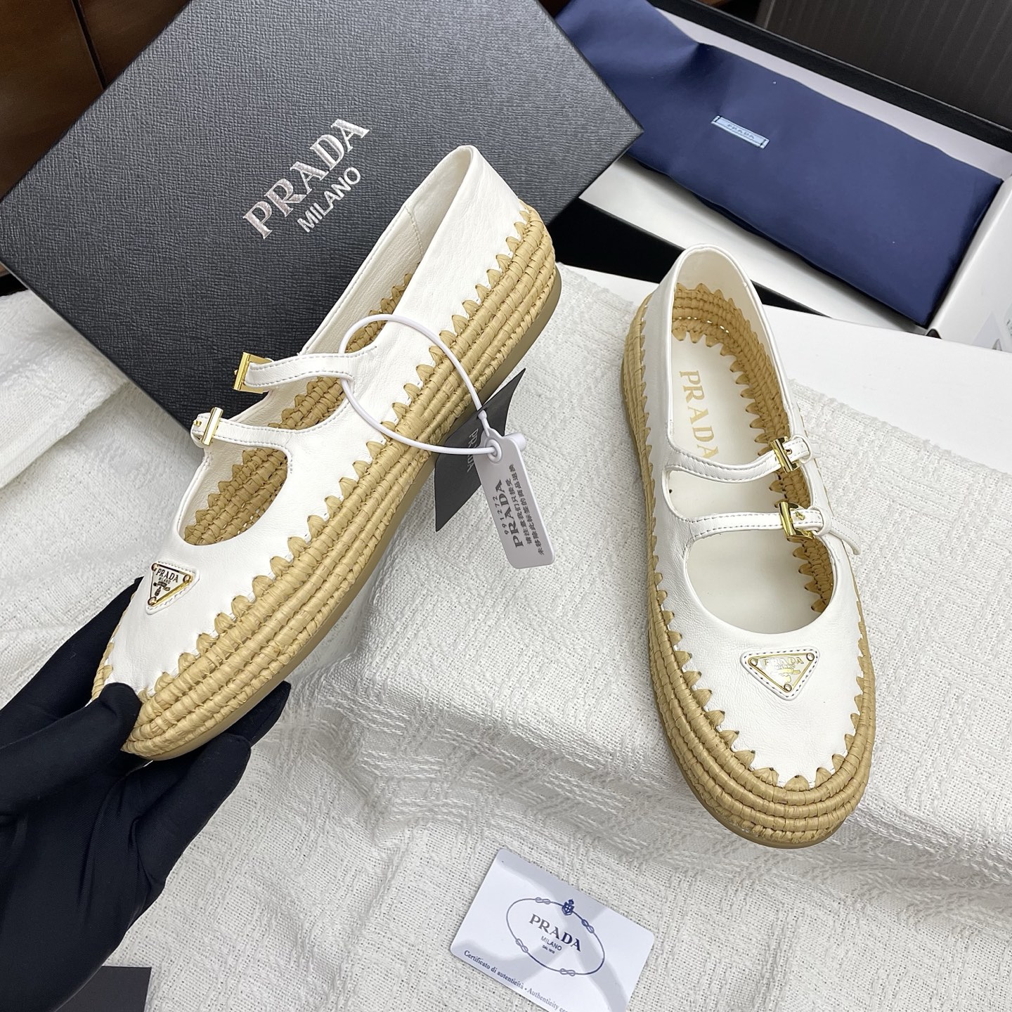 Prada Raffia Mary Jane Flats - Handwoven, Iconic Logo, and Stylish Comfort 7 i1748690217348 4974 0 5